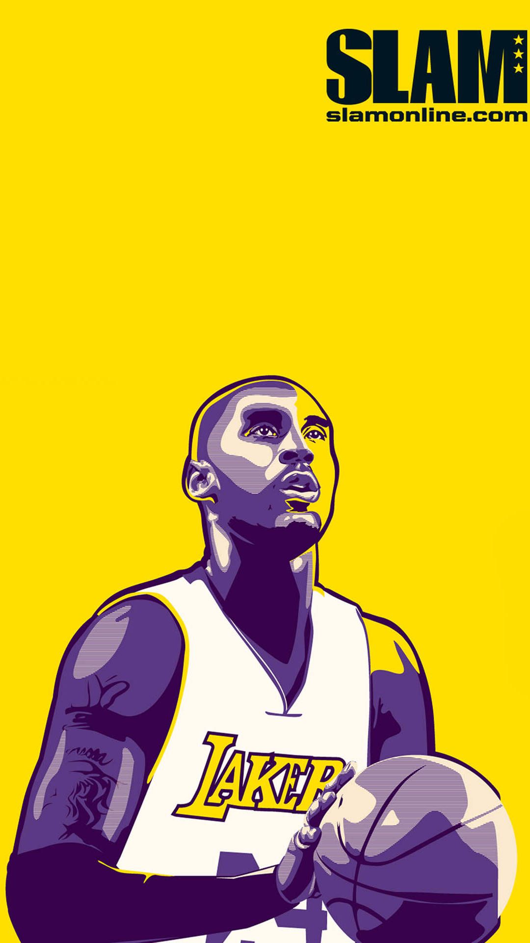 Kobe Bryant illustrazione Lakers, 1080x1920 Verticale, iPhone Pro Max