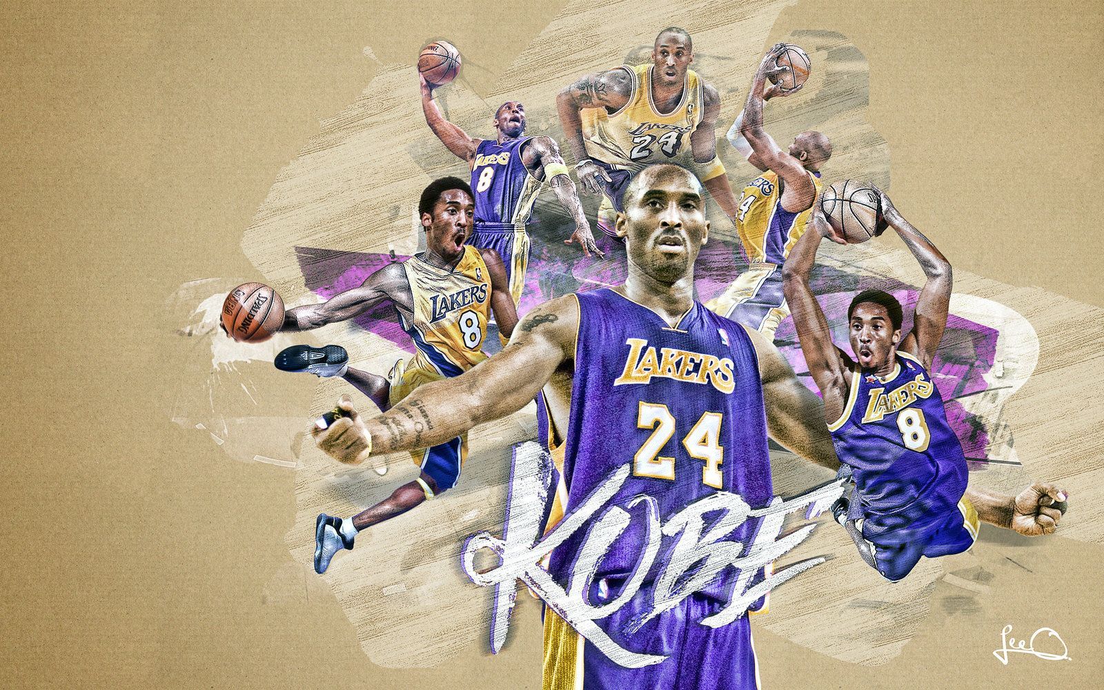 Kobe Bryant collage Lakers, NBA, 1600x1000 900p, PC