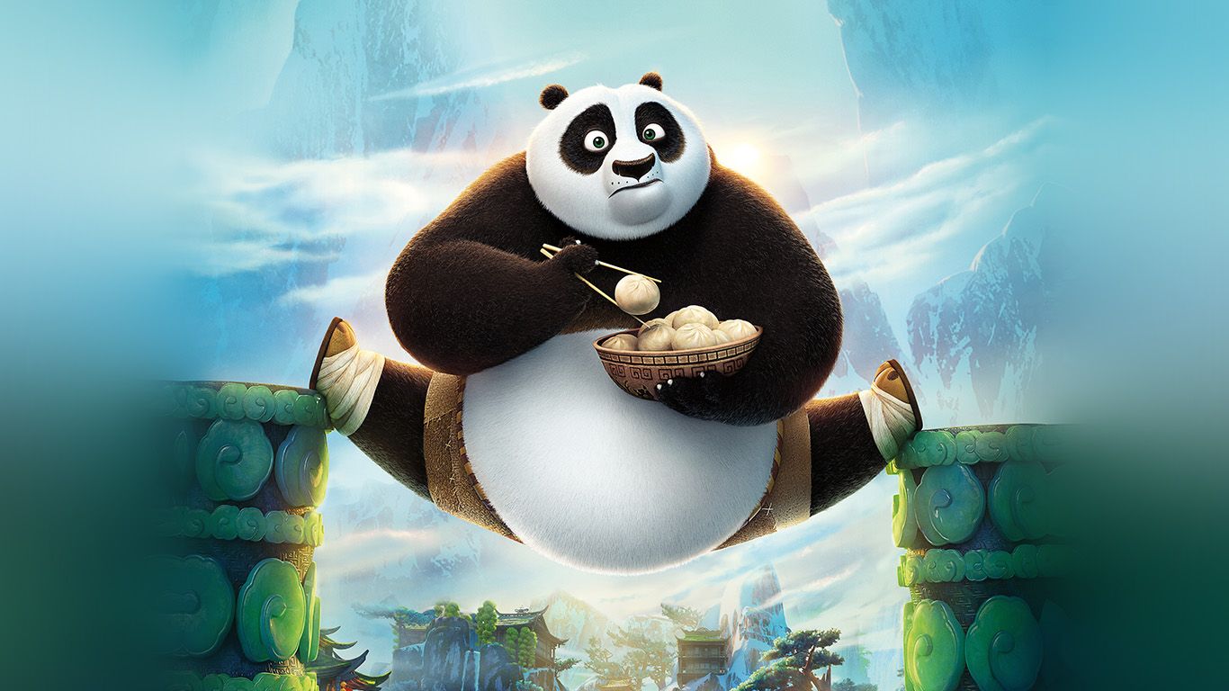 Panda Kung Fu Panda con ciotola, 1366x768 HD, Desktop