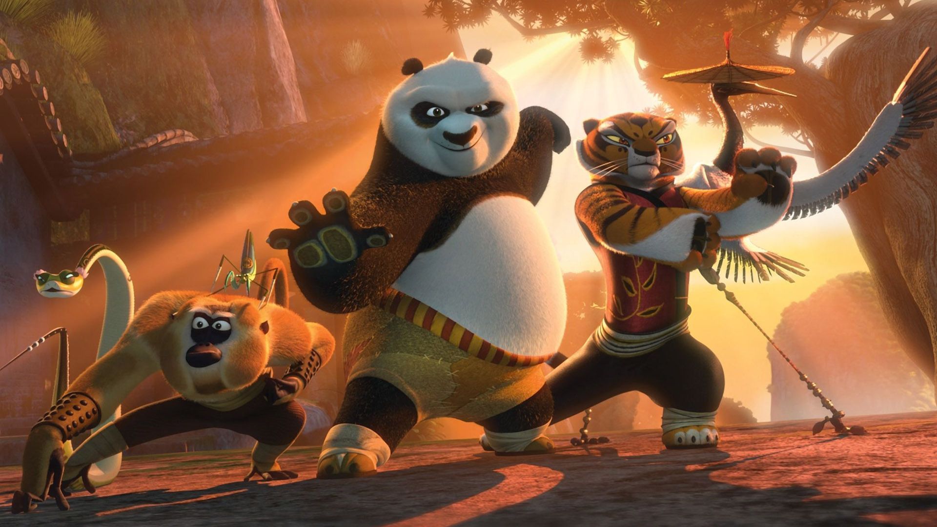 Kung Fu Panda personaggi in azione, 1920x1080 Full HD, Desktop