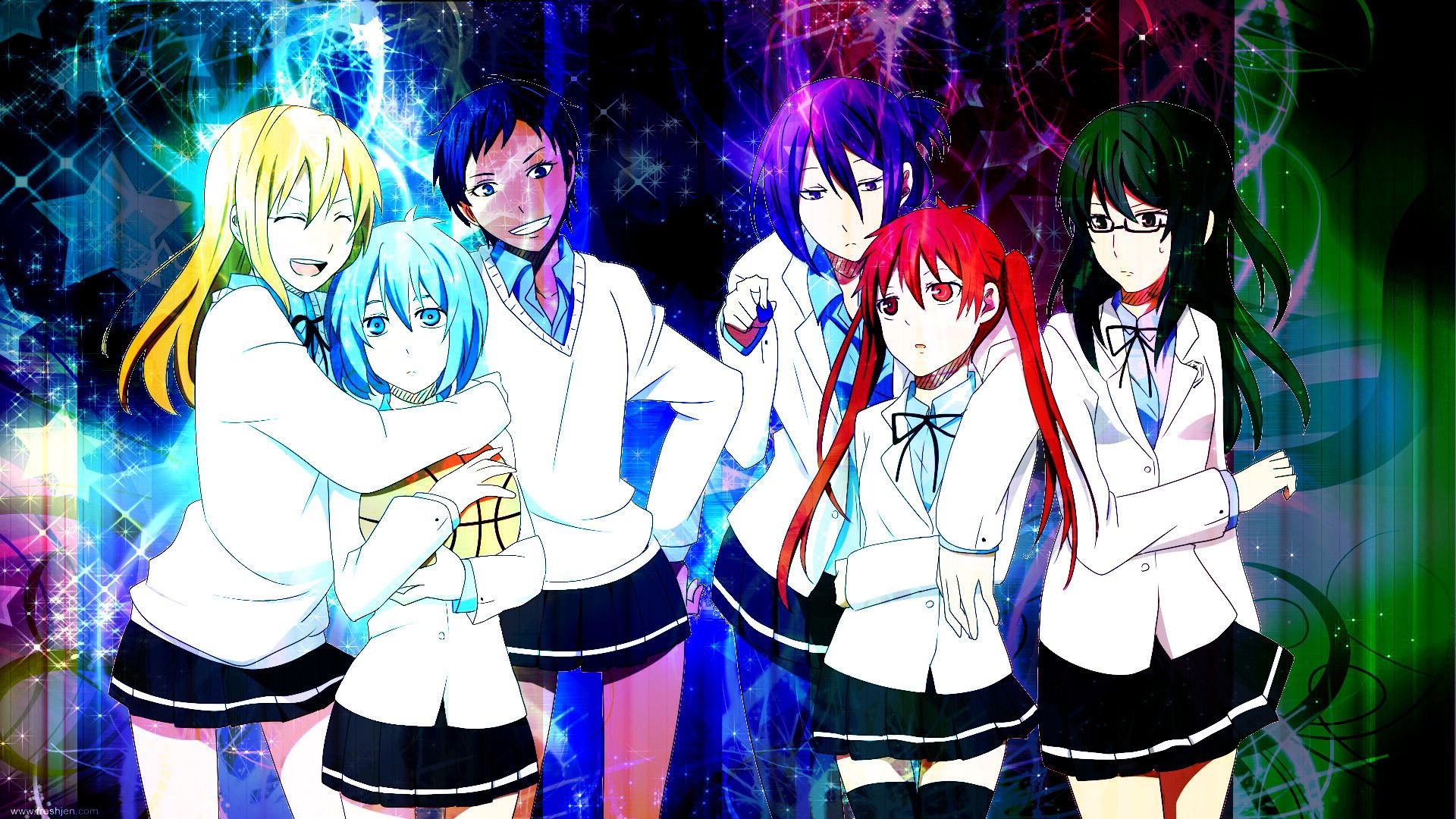 Personaggi anime scolastici gruppo, 1920x1080 Full HD 1080p, Laptop