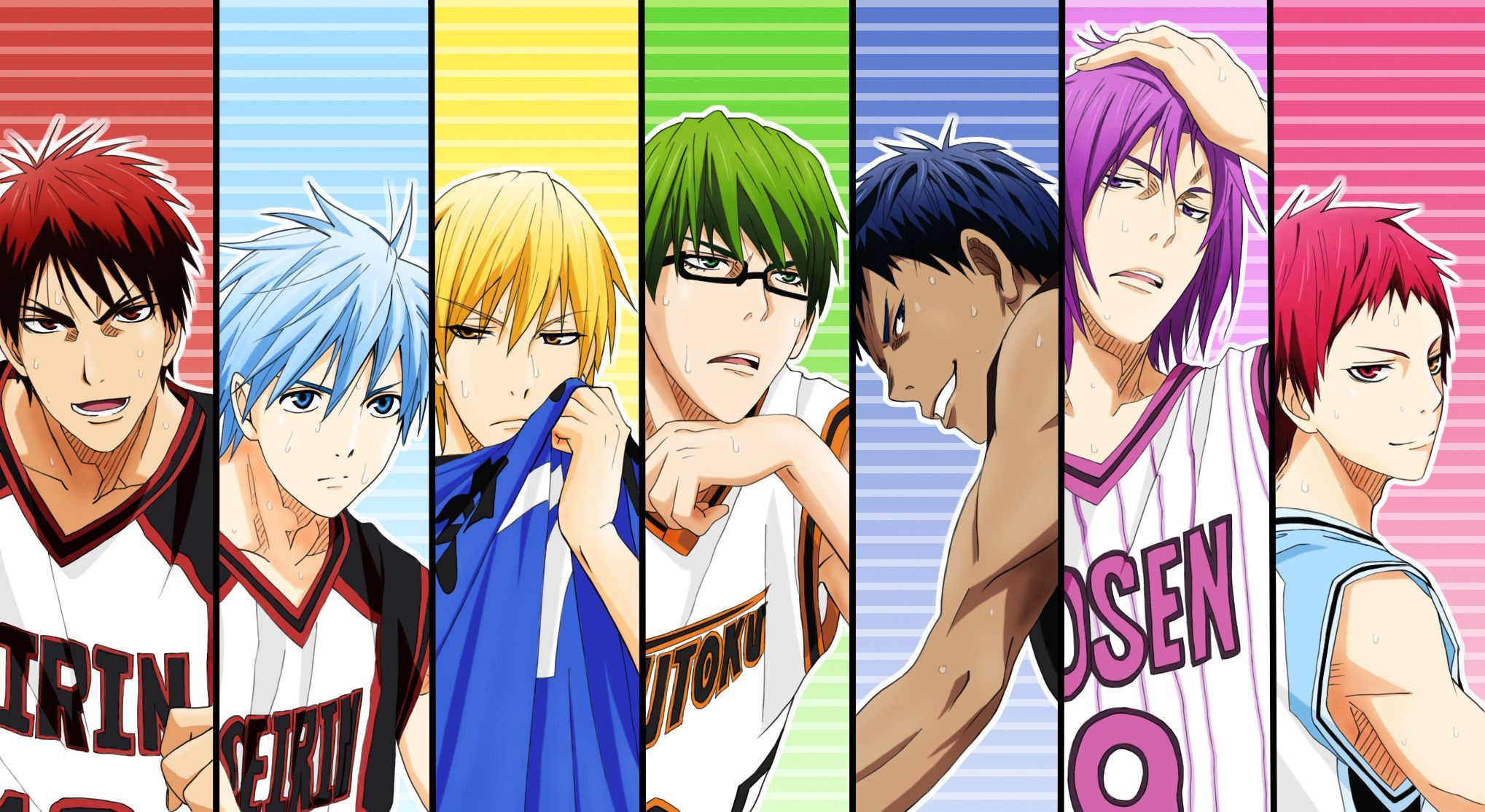 Kuroko no Basket personaggi colorati, Tetsuya Kuroko, 2037x1115 alta risoluzione, PC