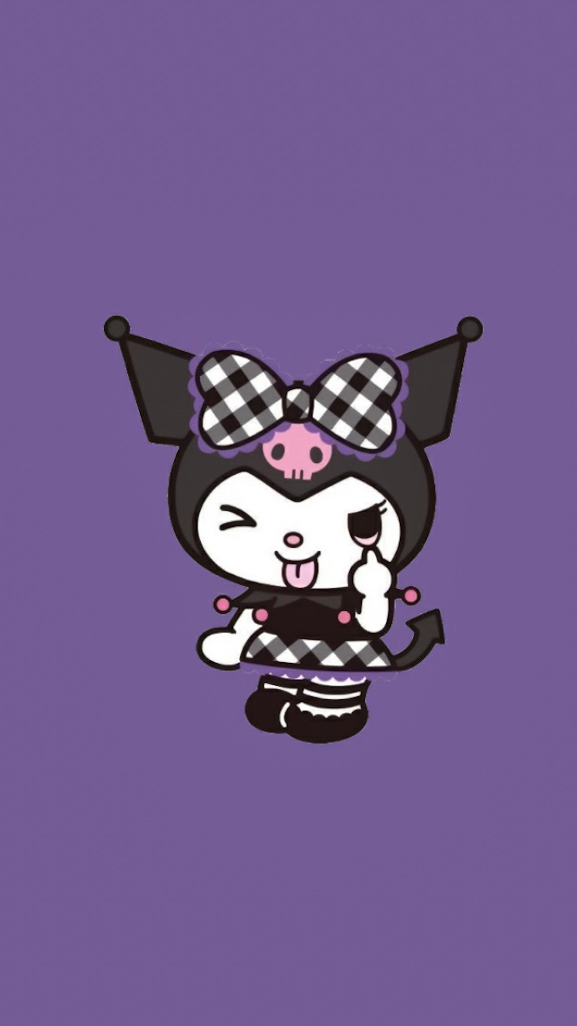 Kuromi Sanrio sfondo viola, personaggi kawaii giapponesi, 1152x2048 Verticale, Telefono