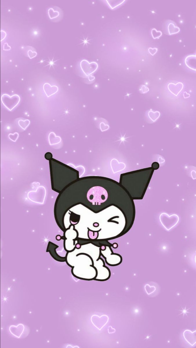 Kuromi personaggio cuori viola, 676x1200 Full HD Verticale, iPhone