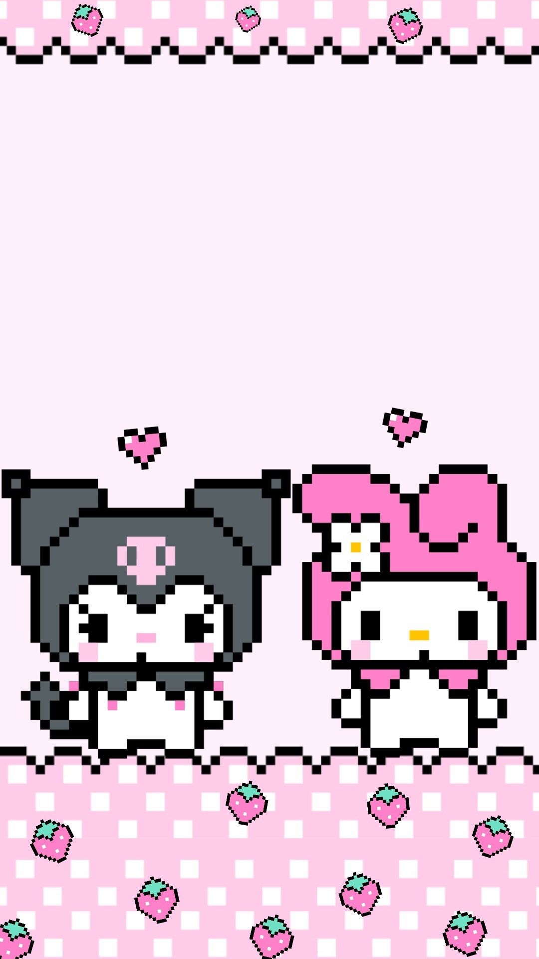 Kuromi e My Melody pixel art, 1080x1920 Verticale, Telefono