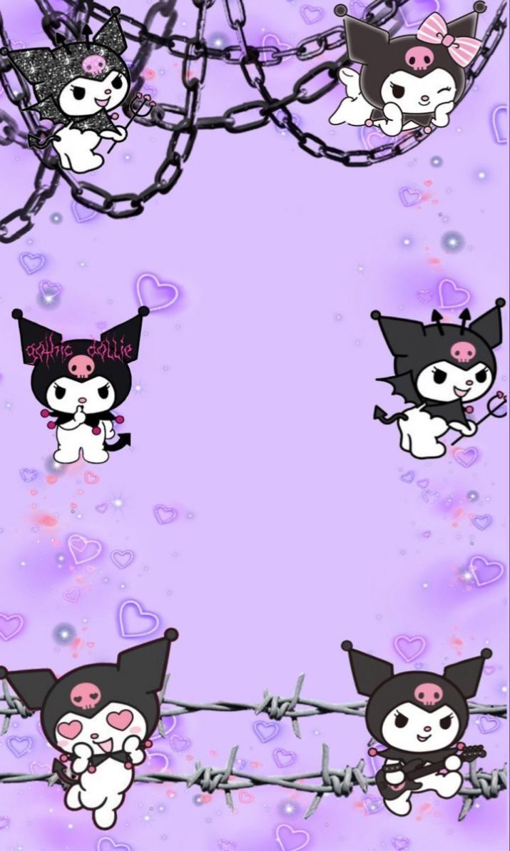 Kuromi personaggio sfondo viola, 715x1193 Full HD Verticale, iPhone