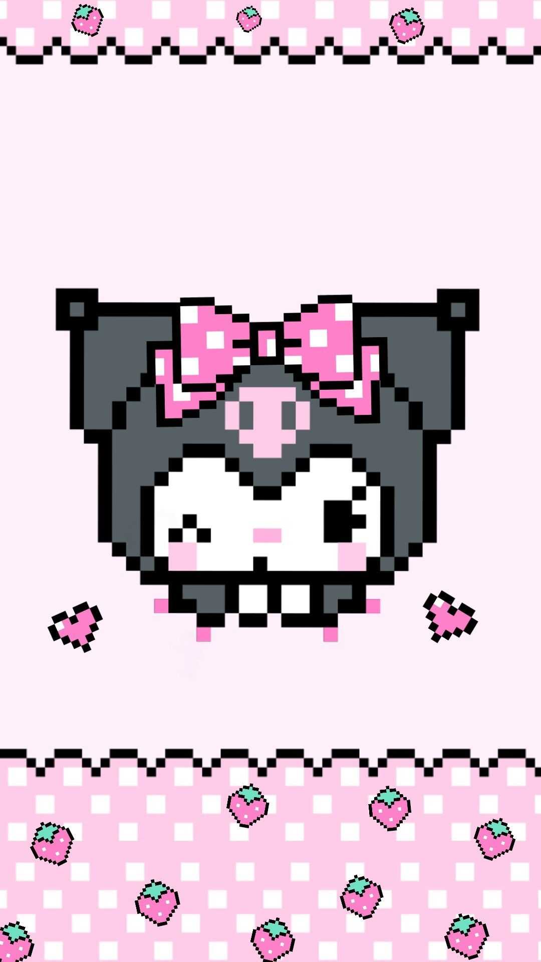 Kuromi pixel art rosa, 1080x1920 Full HD Verticale, Smartphone