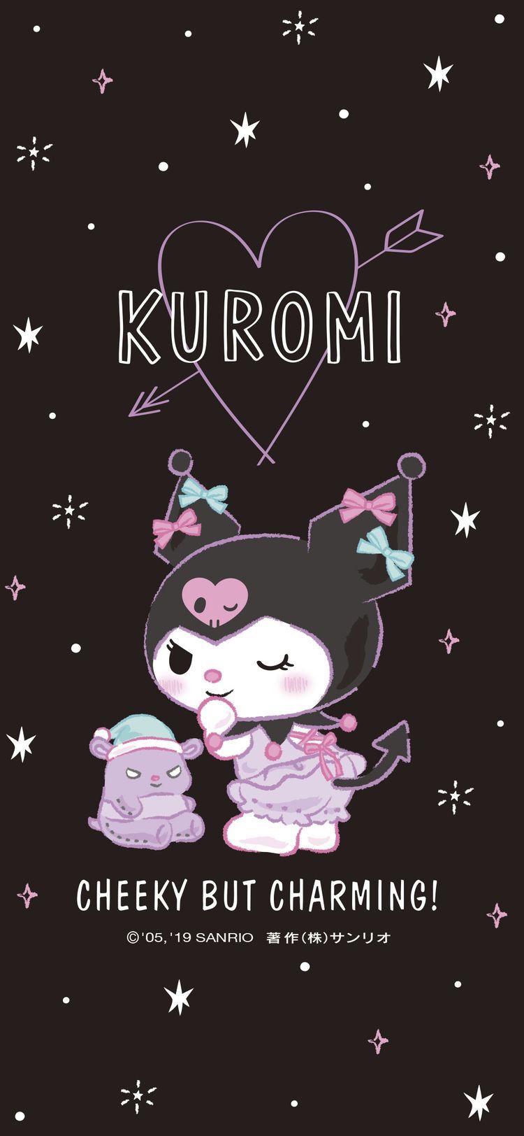 Kuromi Sanrio personaggio nero, 750x1624 Verticale, Telefono