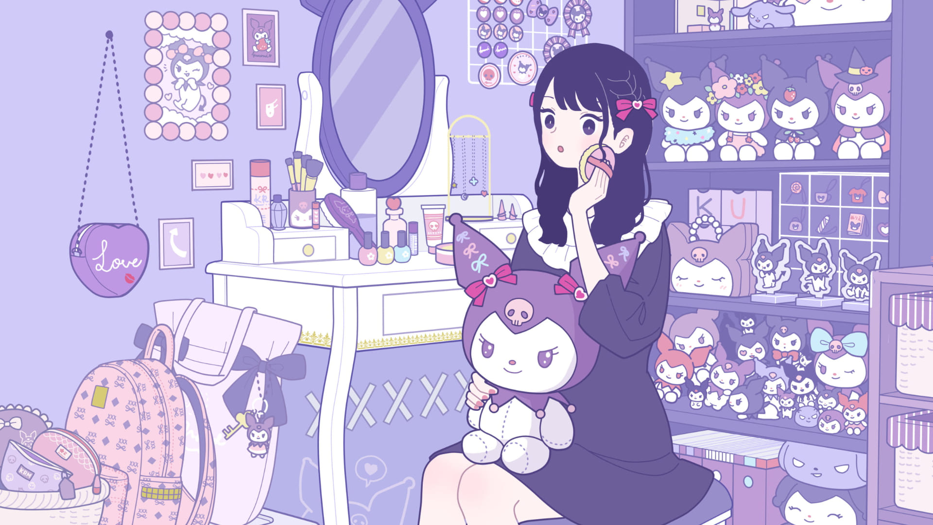 Ragazza con peluche Kuromi, 1920x1080 Full HD, Laptop