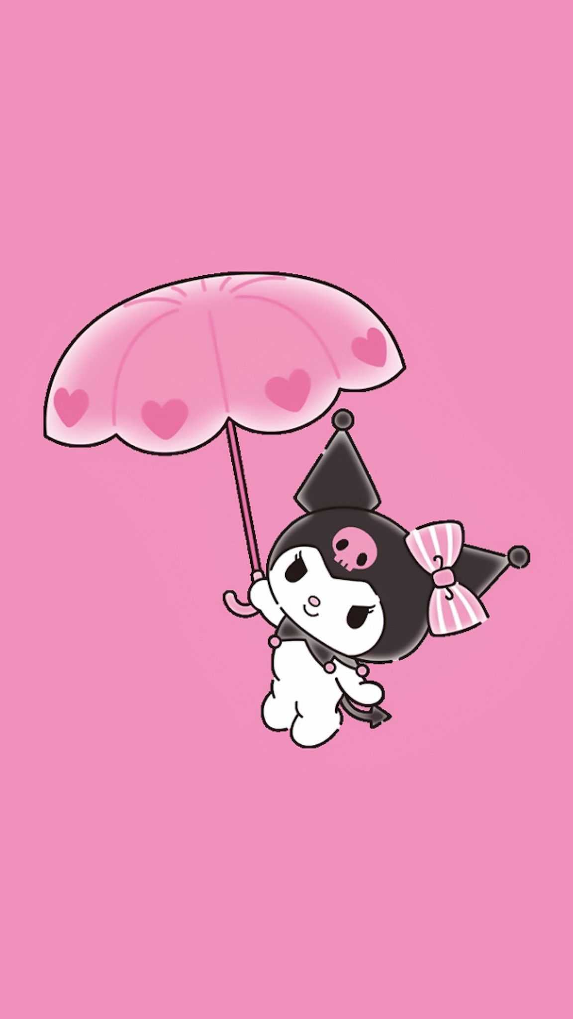 Kuromi con ombrello rosa, 1152x2048 Full HD Verticale, iPhone