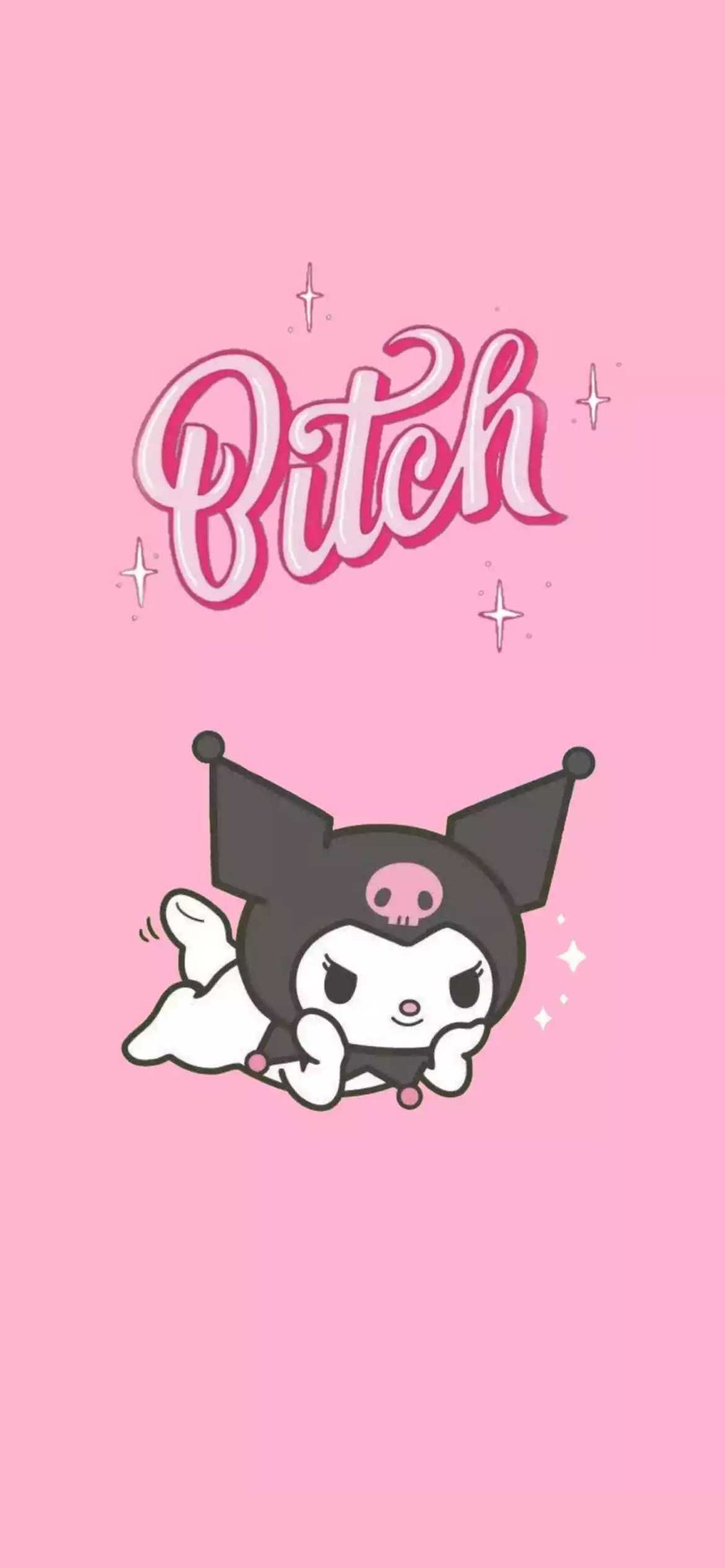 Kuromi personaggio sfondo rosa, 1170x2532 Full HD Verticale, Smartphone