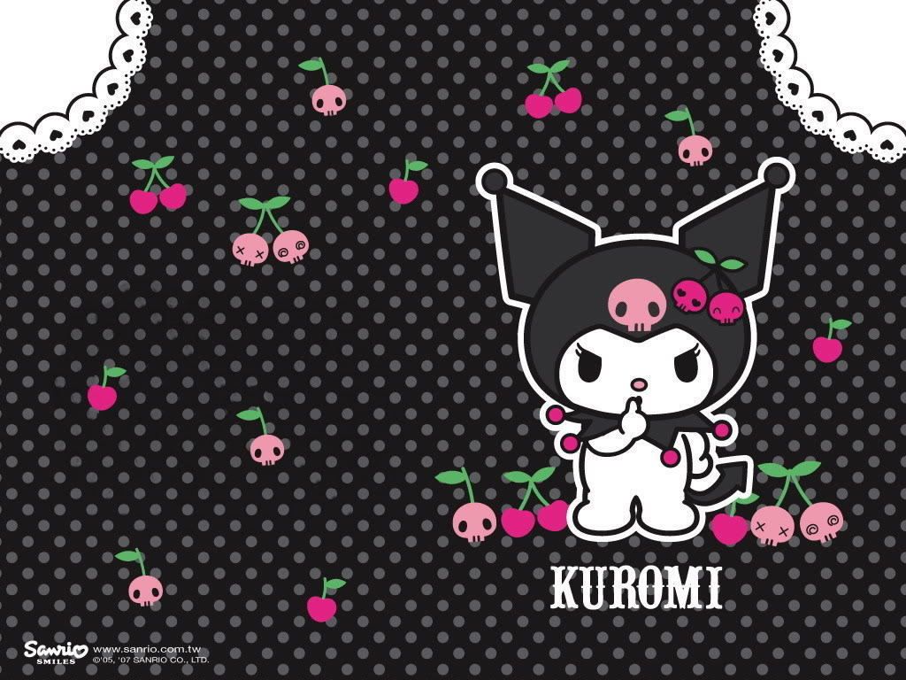 Kuromi con ciliegie sfondo nero, 1024x768 HD, PC
