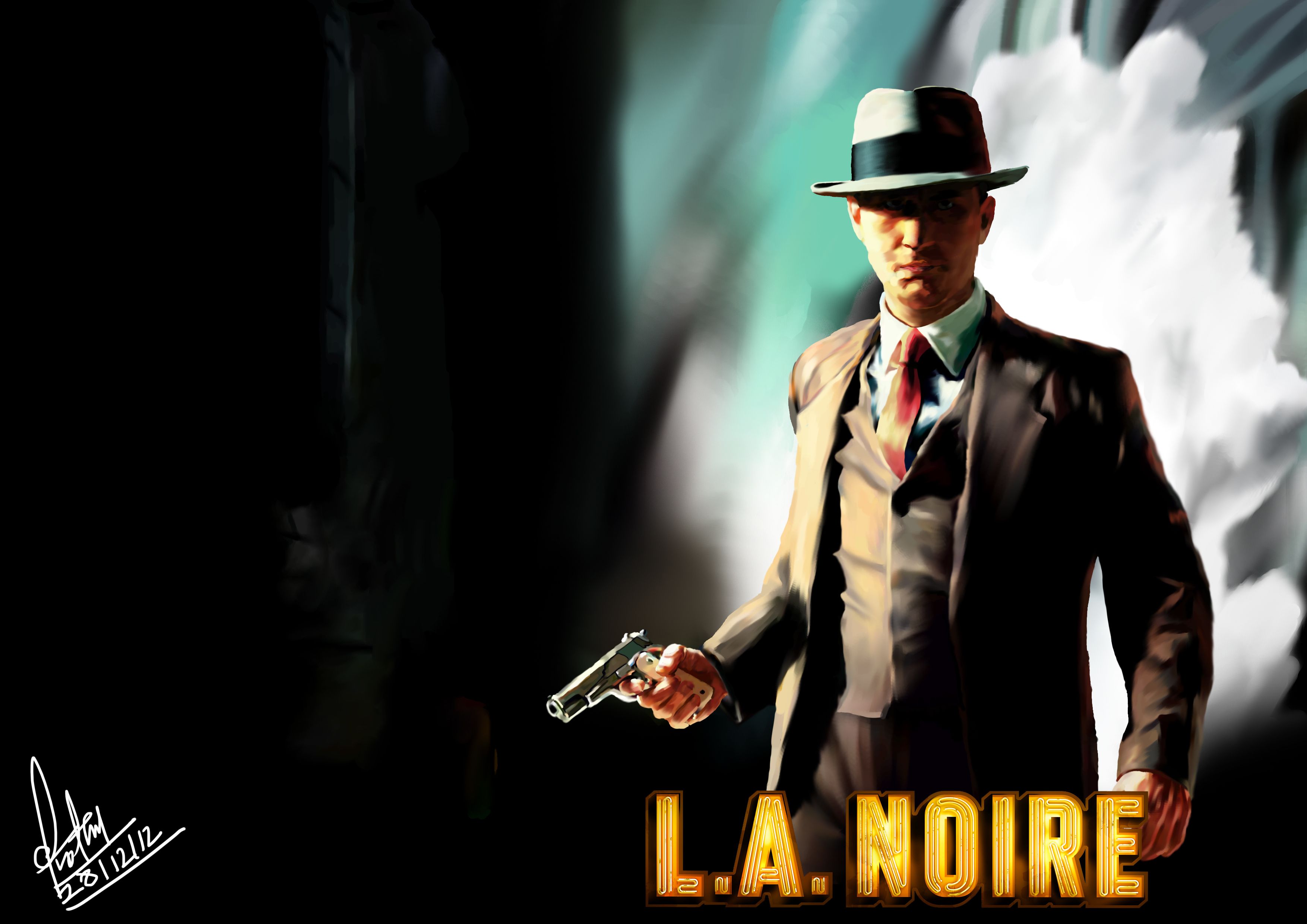 Detective L.A. Noire con pistola, 3508x2480 2K, Desktop