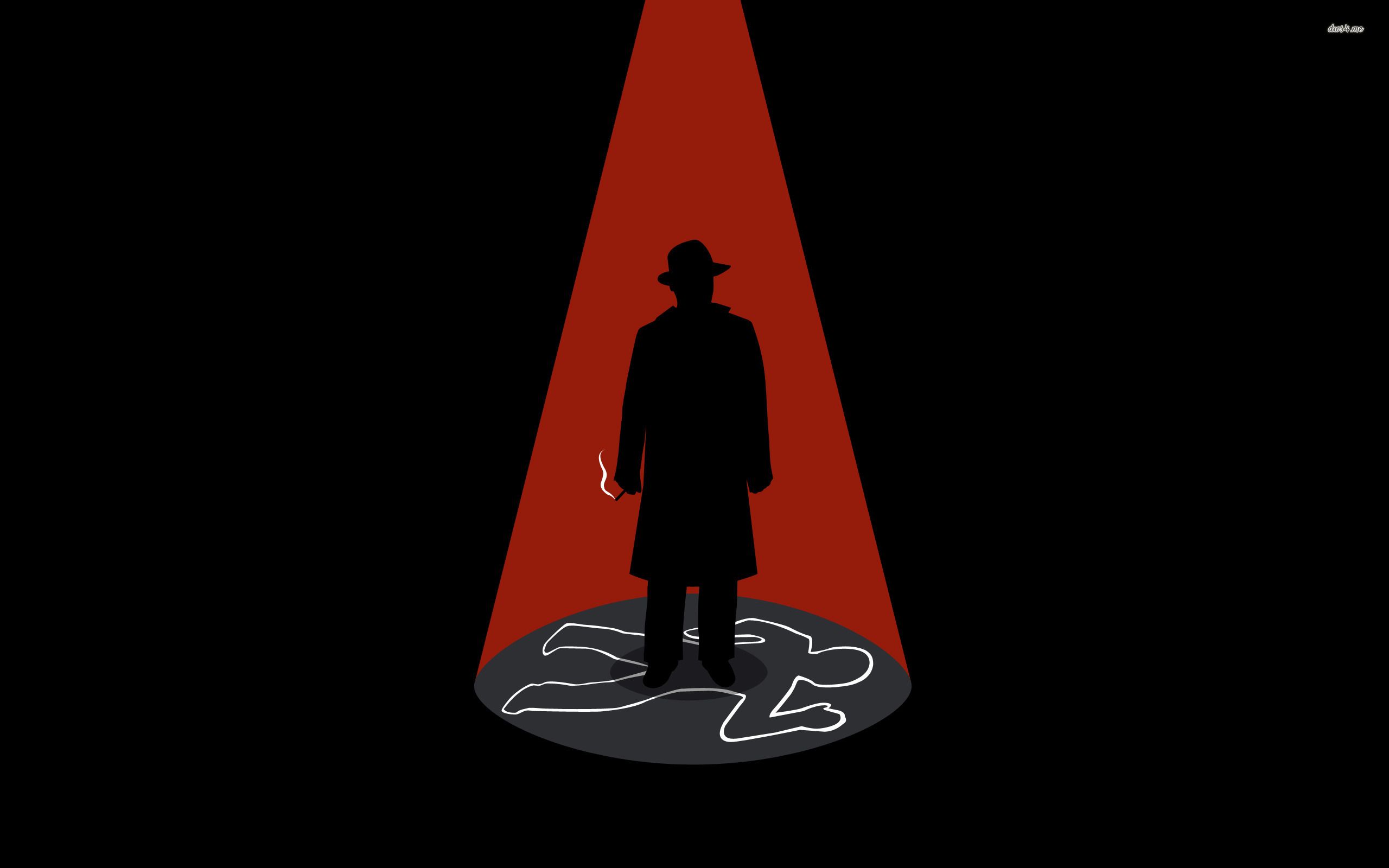 Silhouette detective, luce rossa, scena crimine, 2560x1600 2K+, PC