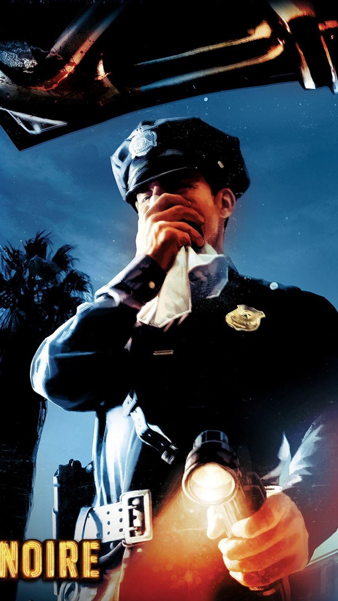 Poliziotto L.A. Noire notturno, 1080x1920 Verticale, Samsung Galaxy