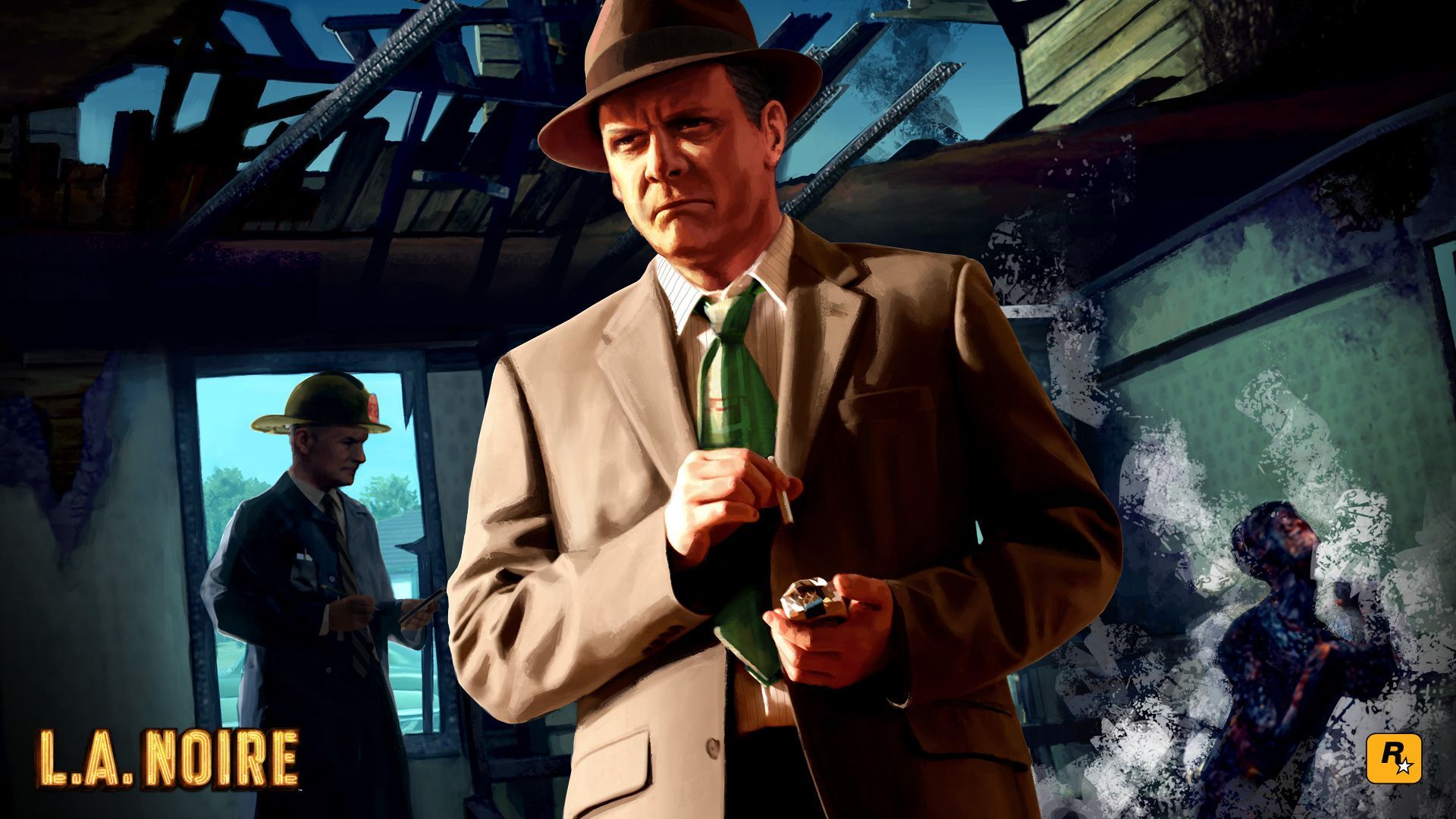 Detective L.A. Noire con cravatta verde, 1920x1080 1080p, Desktop