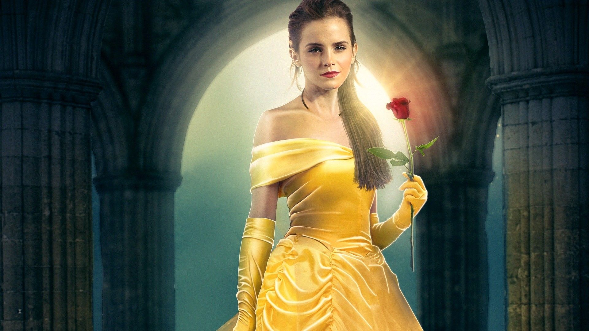 Belle con rosa, La Bella e la Bestia, 1920x1080 1080p, Desktop
