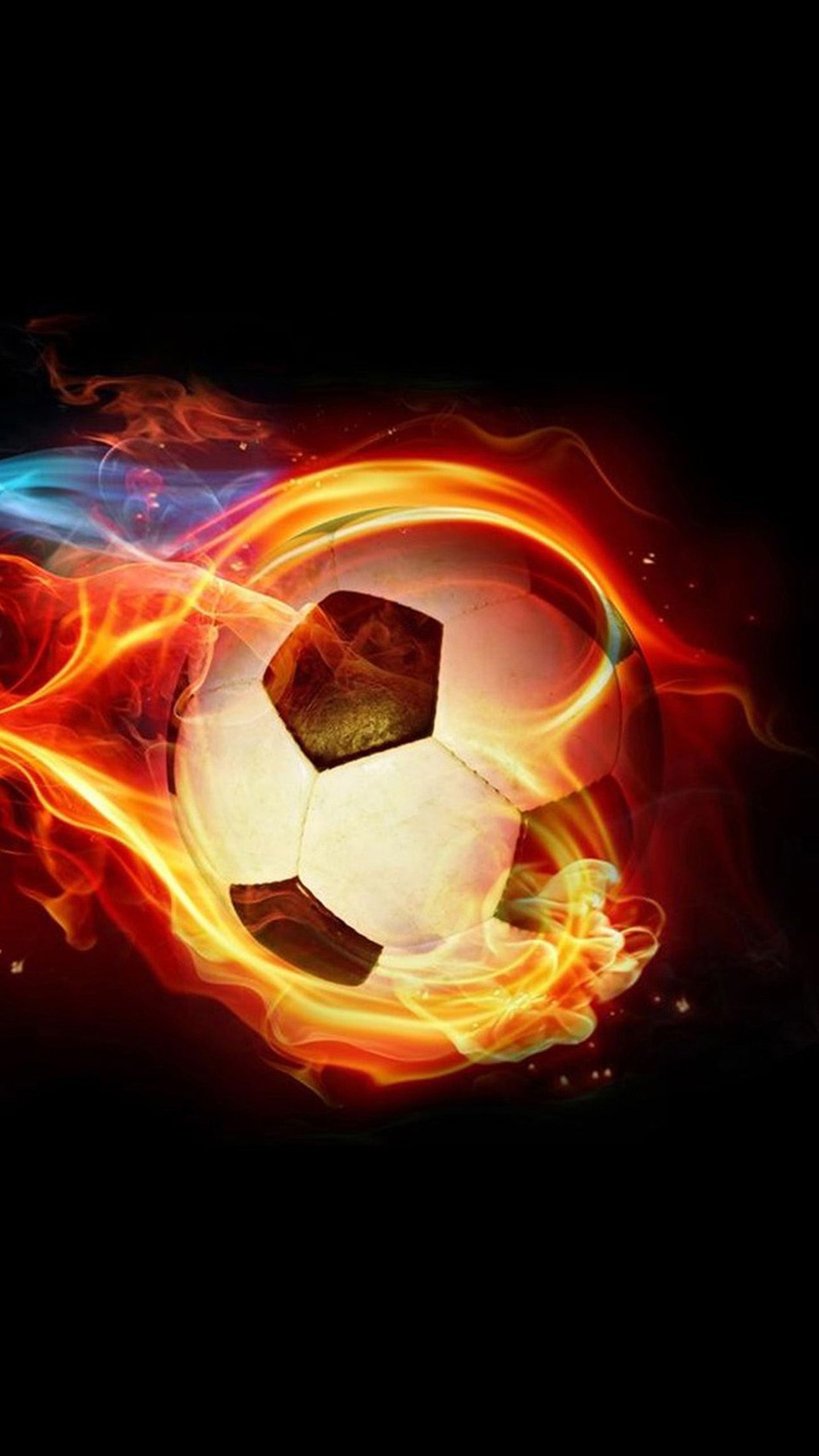 Pallone da calcio in fiamme, 1440x2560 Full HD Verticale, Smartphone