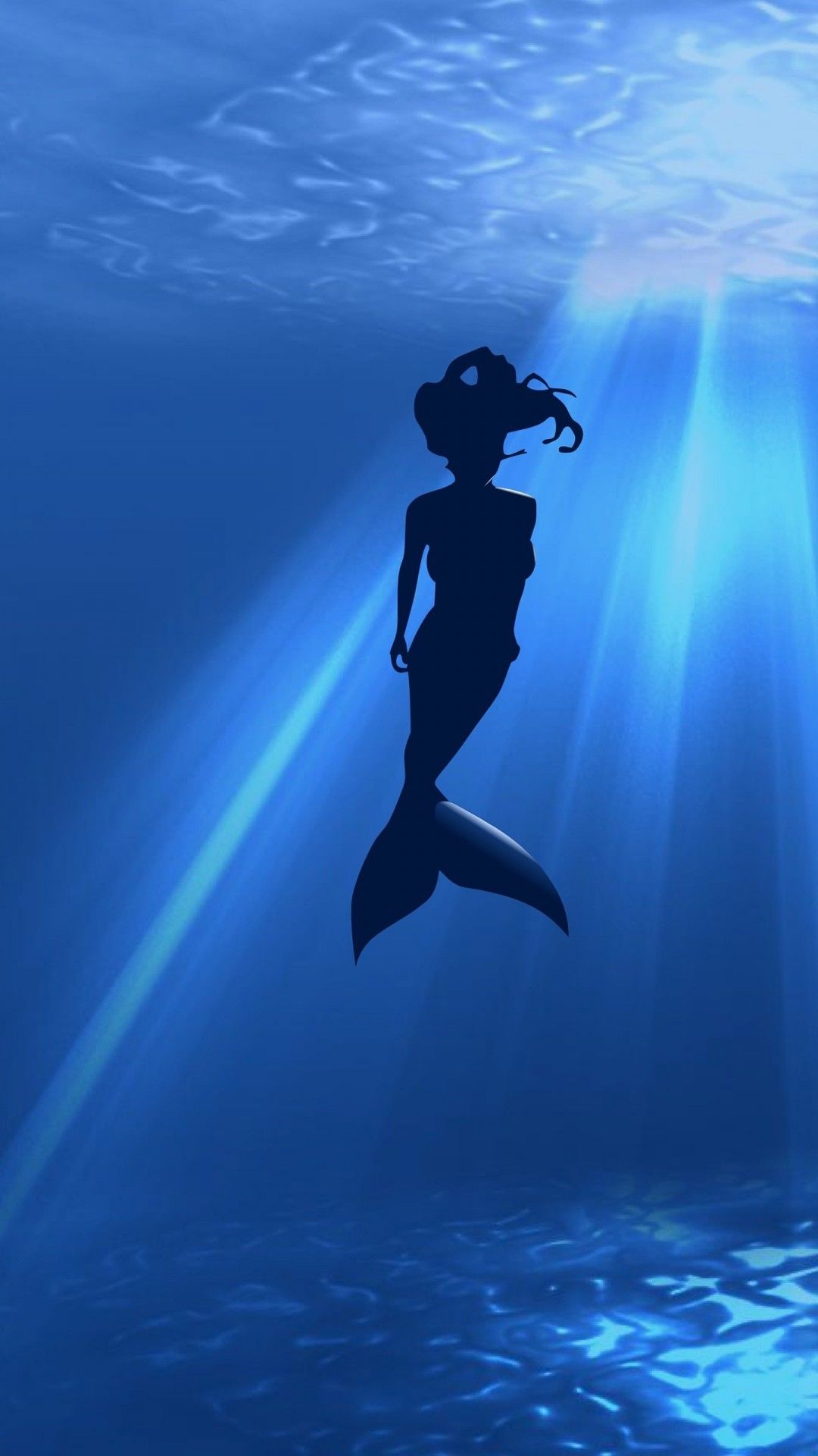 Sirena silhouette sott'acqua blu, 1080x1920 Verticale, iPhone Pro