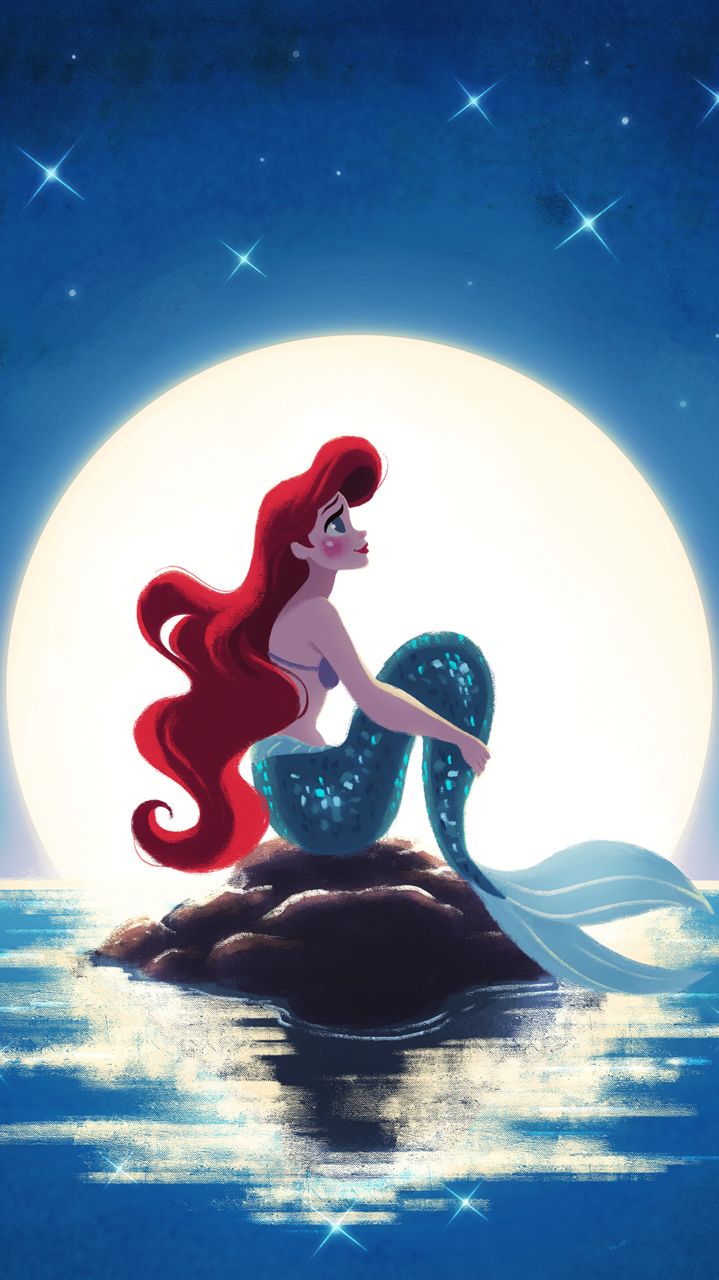 Ariel sirenetta luna notte, 719x1280 Full HD Verticale, iPhone