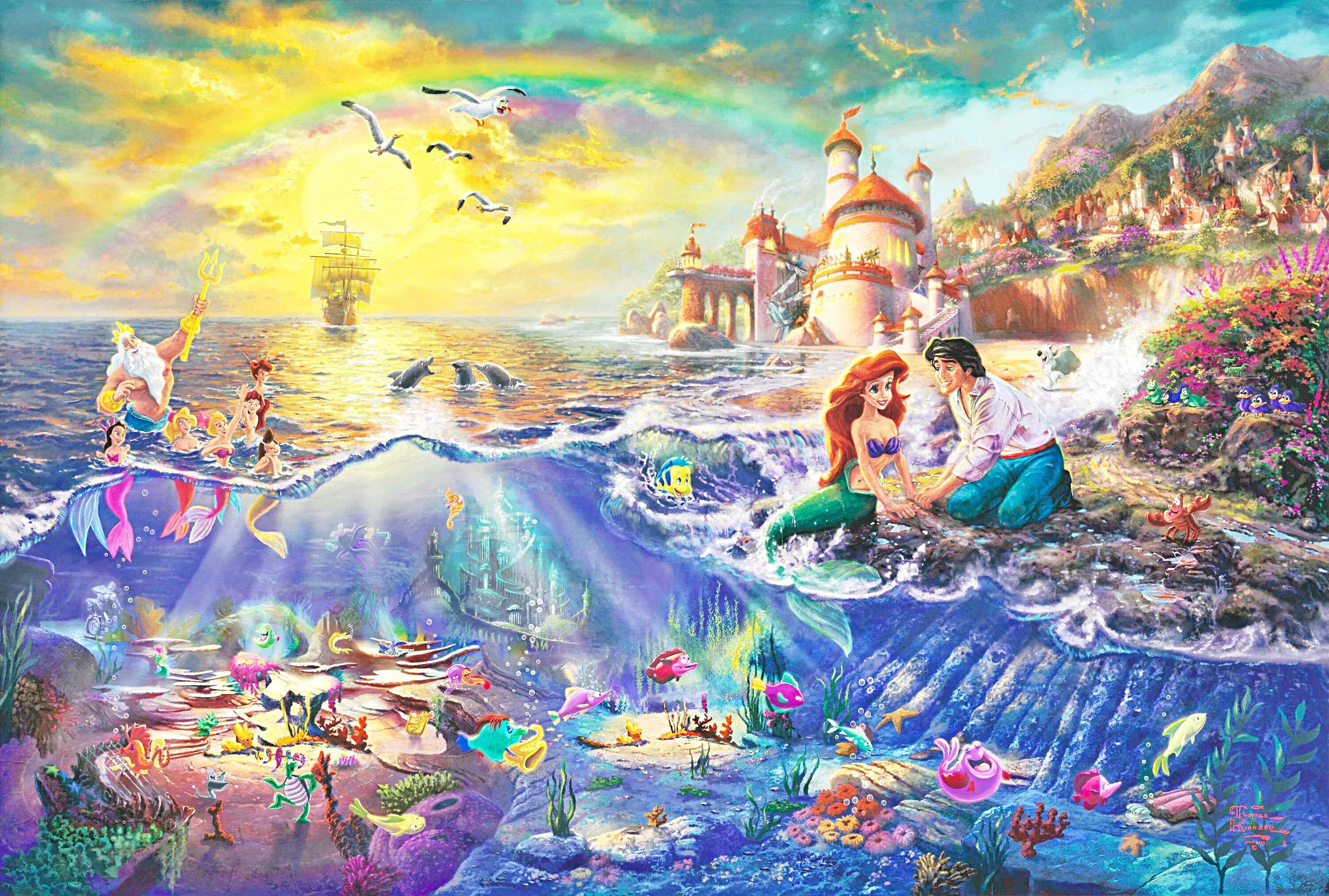 Ariel sirenetta castello mare, 2560x1727 2K, Desktop