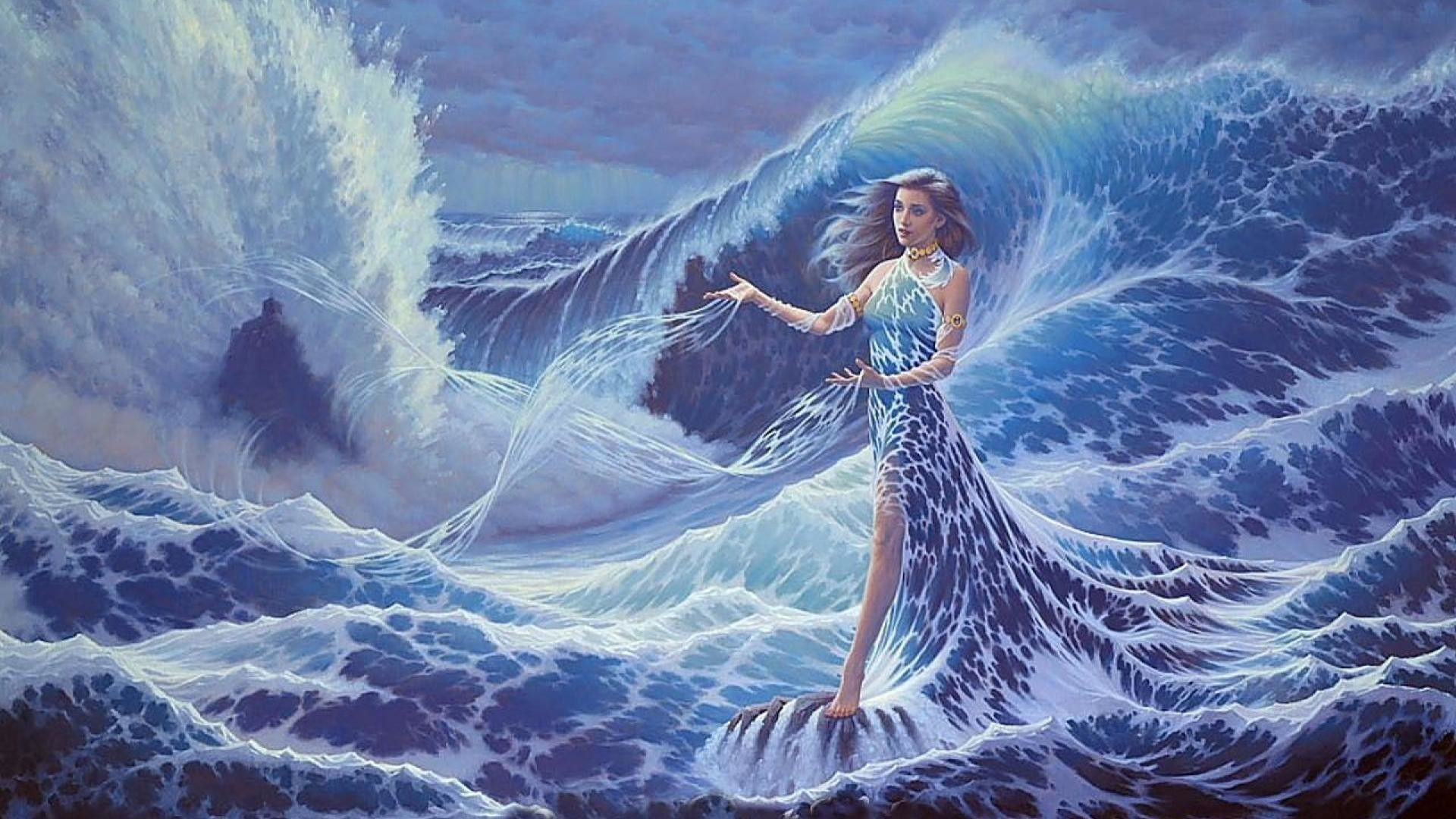 Sirenetta tra le onde blu, 1920x1080 1080p, Desktop