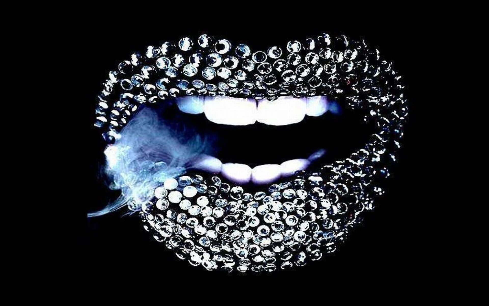 Labbra con diamanti su nero, 1920x1200 Full HD+ WUXGA, PC Desktop