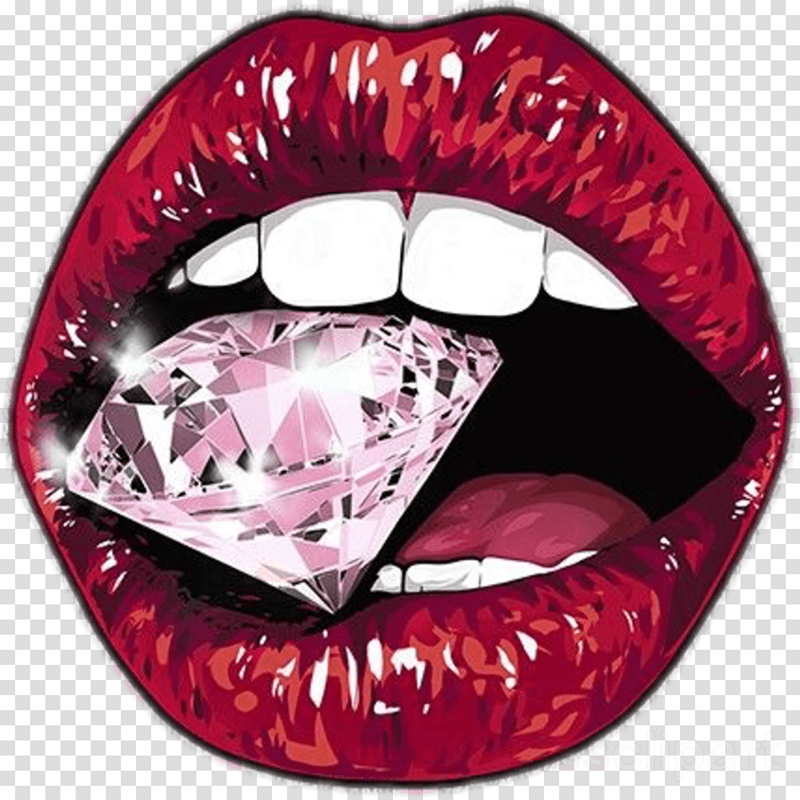 Labbra rosse con diamante, 900x900 HD, PC