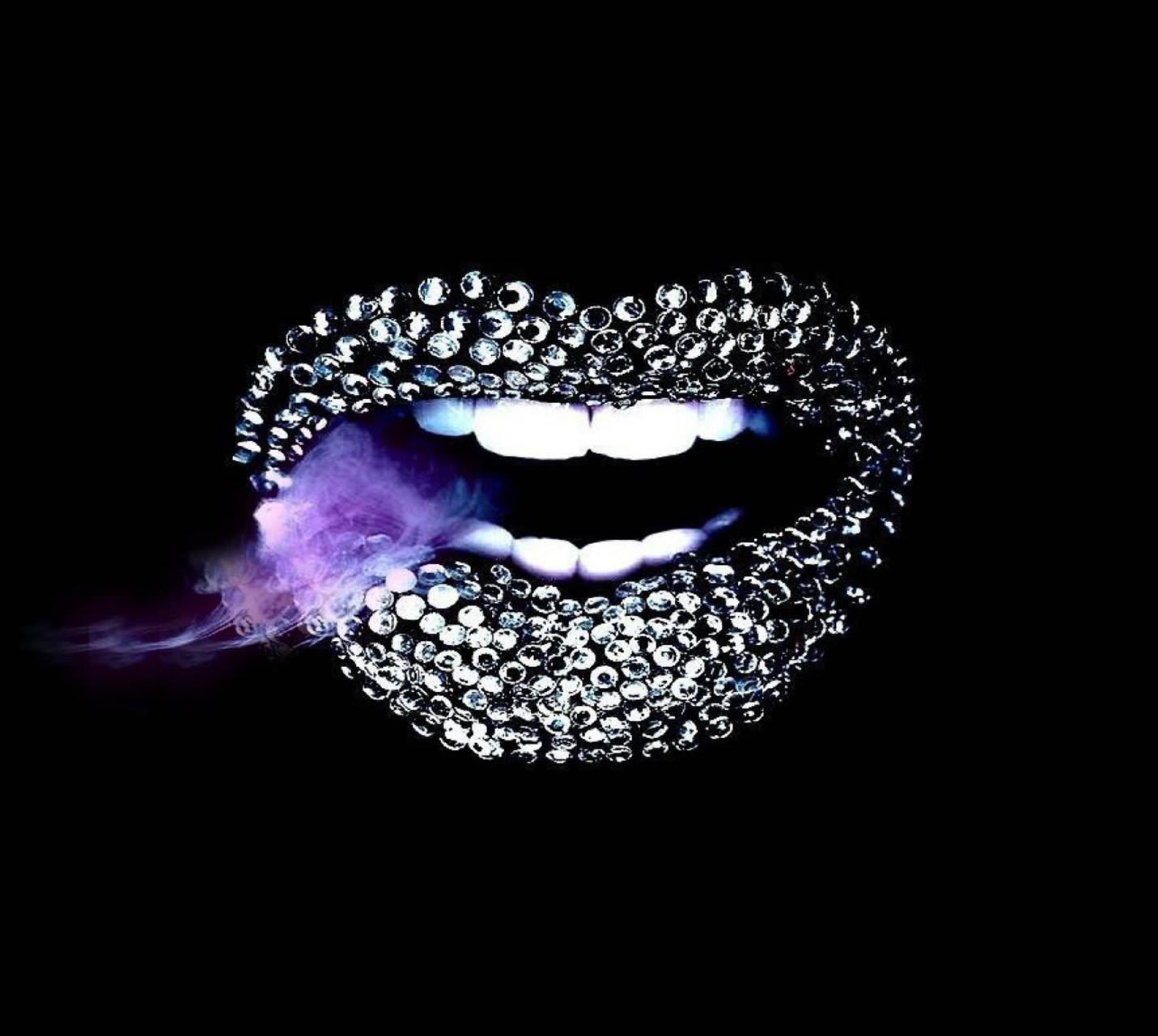 Labbra con diamanti e fumo viola, 1431x1280 HD, Desktop