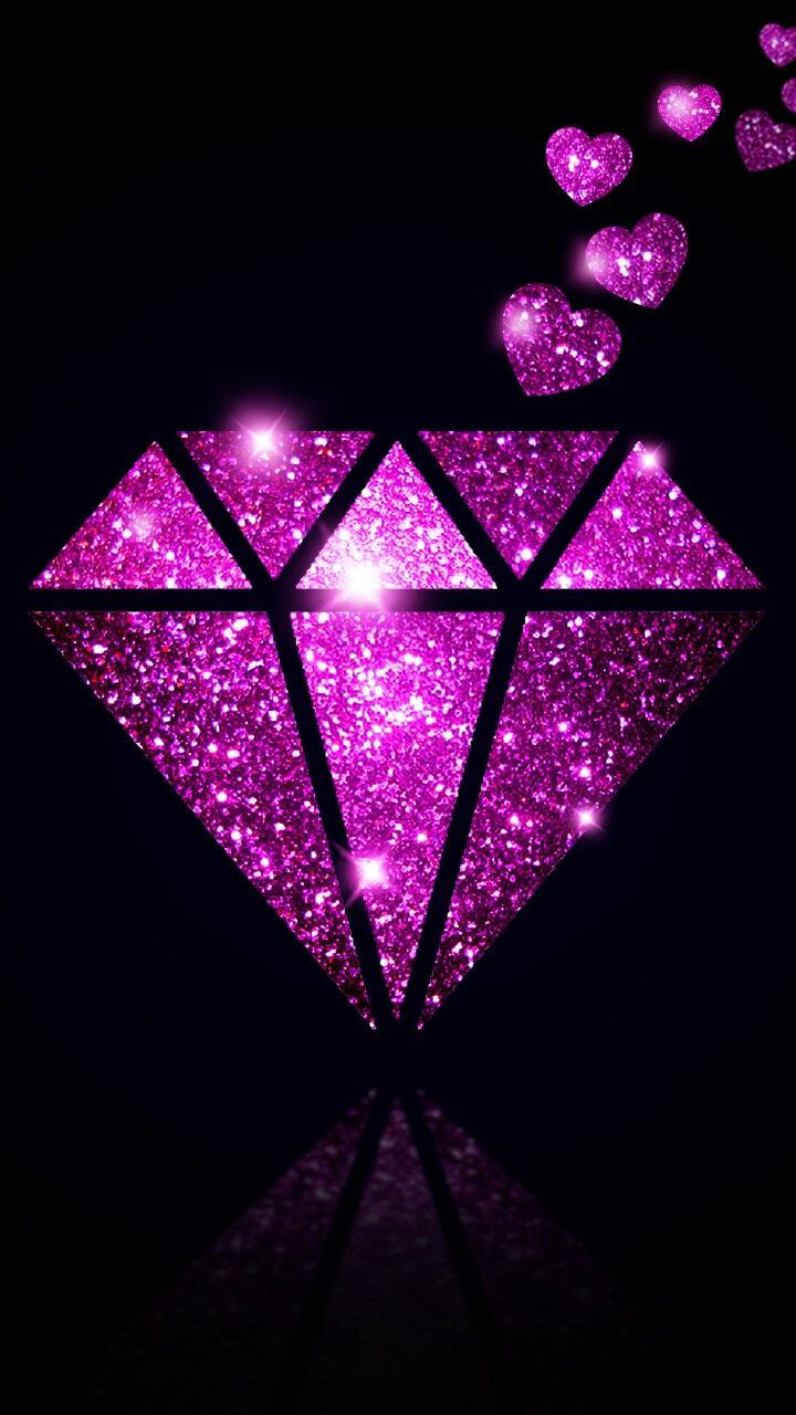 Diamante rosa glitter con cuori, 720x1280 Verticale, Telefono
