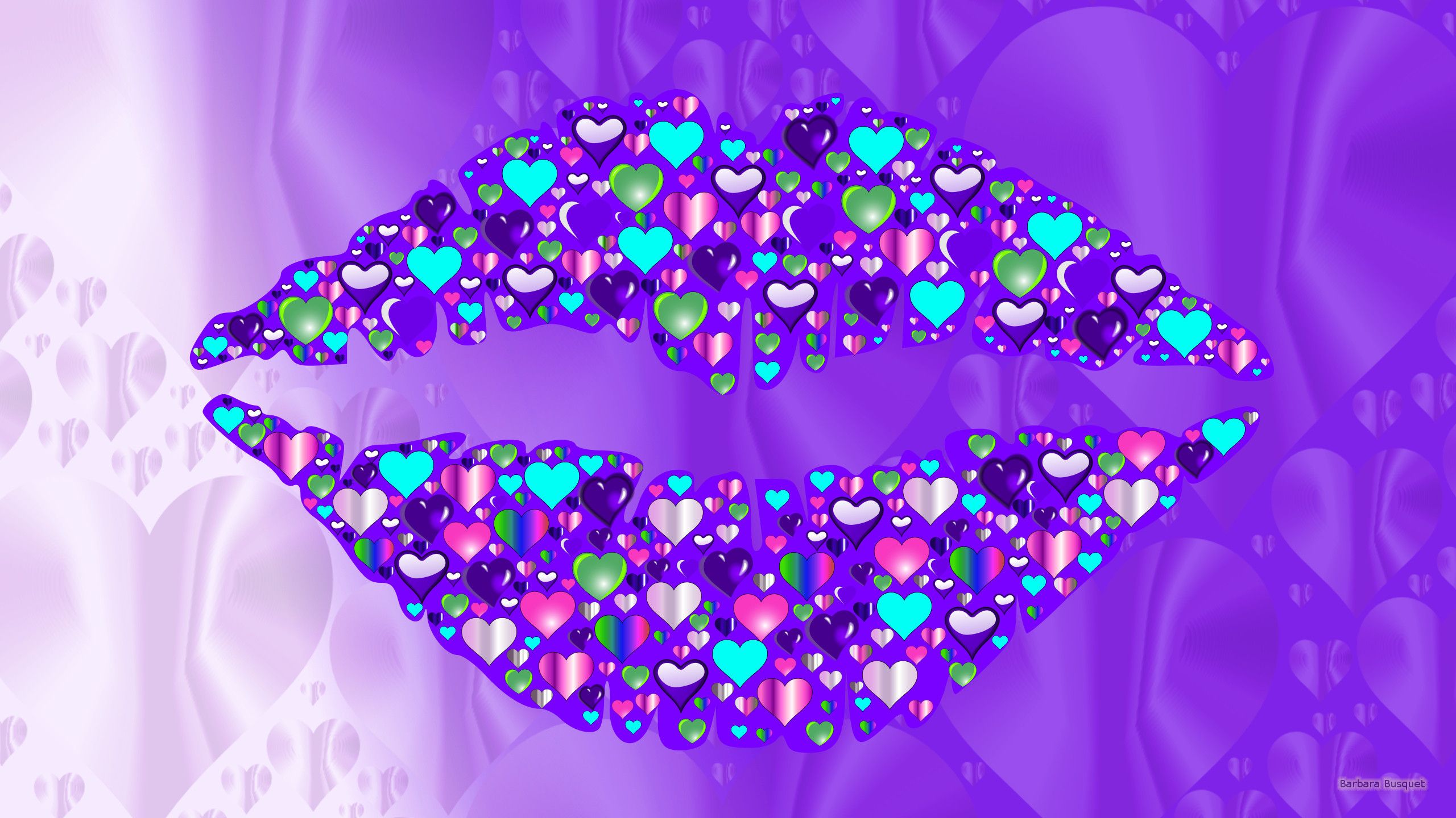 Labbra viola con diamanti cuori, 2560x1440 2K QHD, PC