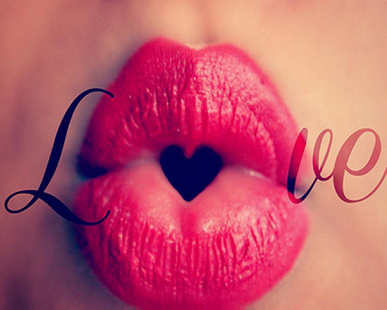 Labbra rosse cuore Love, 1280x1024 720p, Laptop