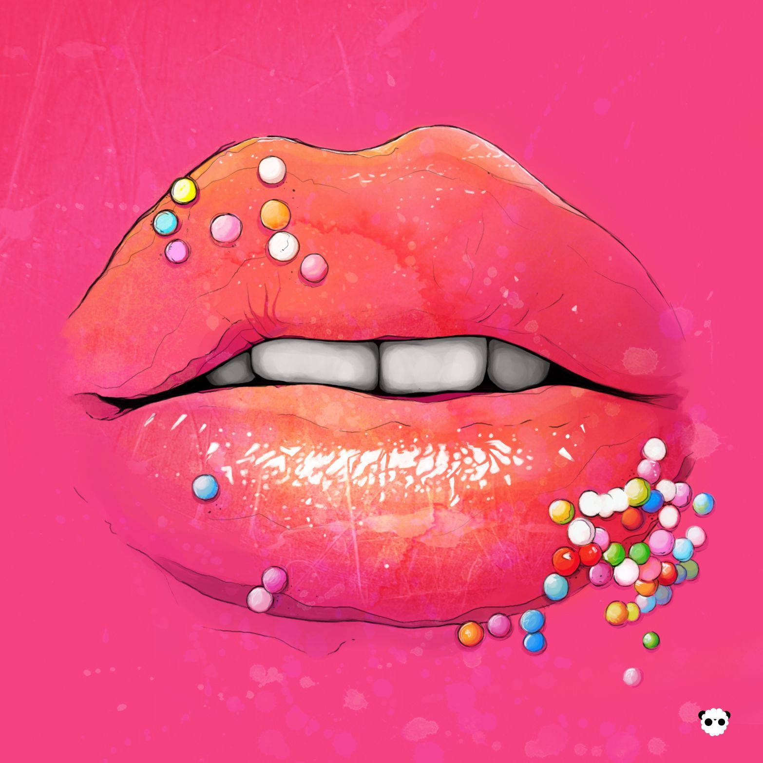 Labbra rosa con confetti colorati, 1566x1566 HD, Desktop