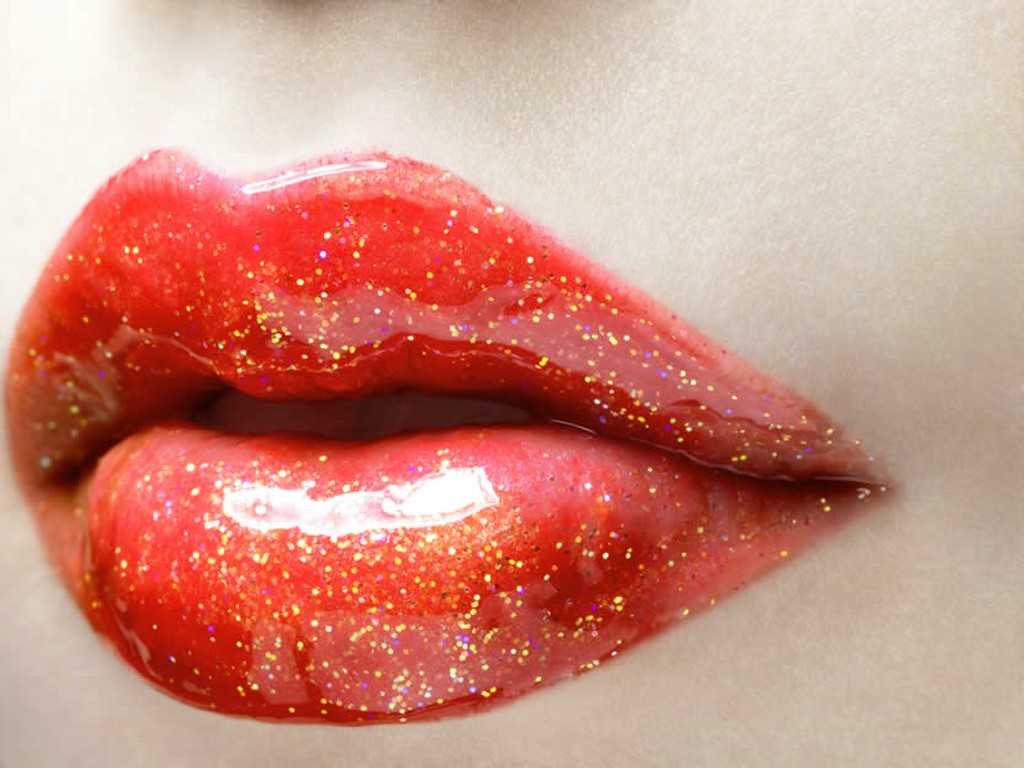 Labbra rosse con gloss brillante, 1024x768 HD, Desktop