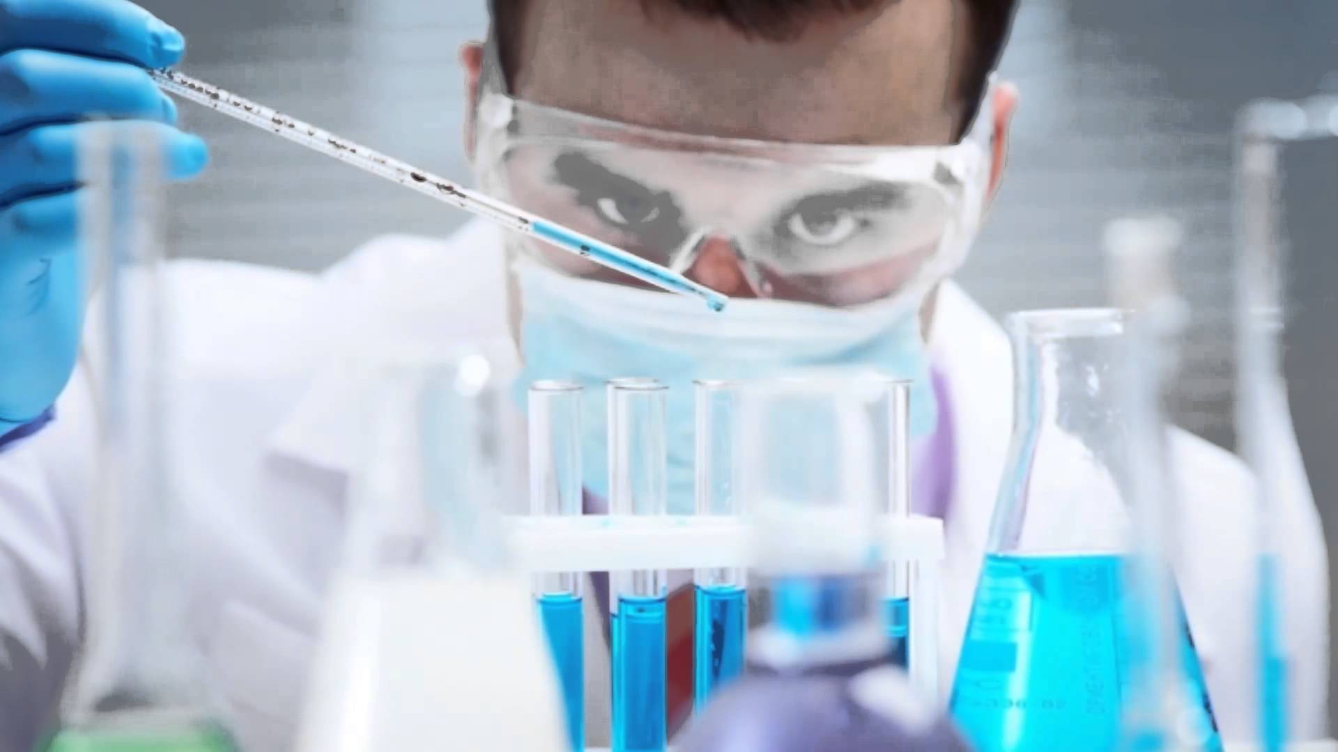 Scienziato con provette laboratorio, 1920x1080 Full HD, Laptop