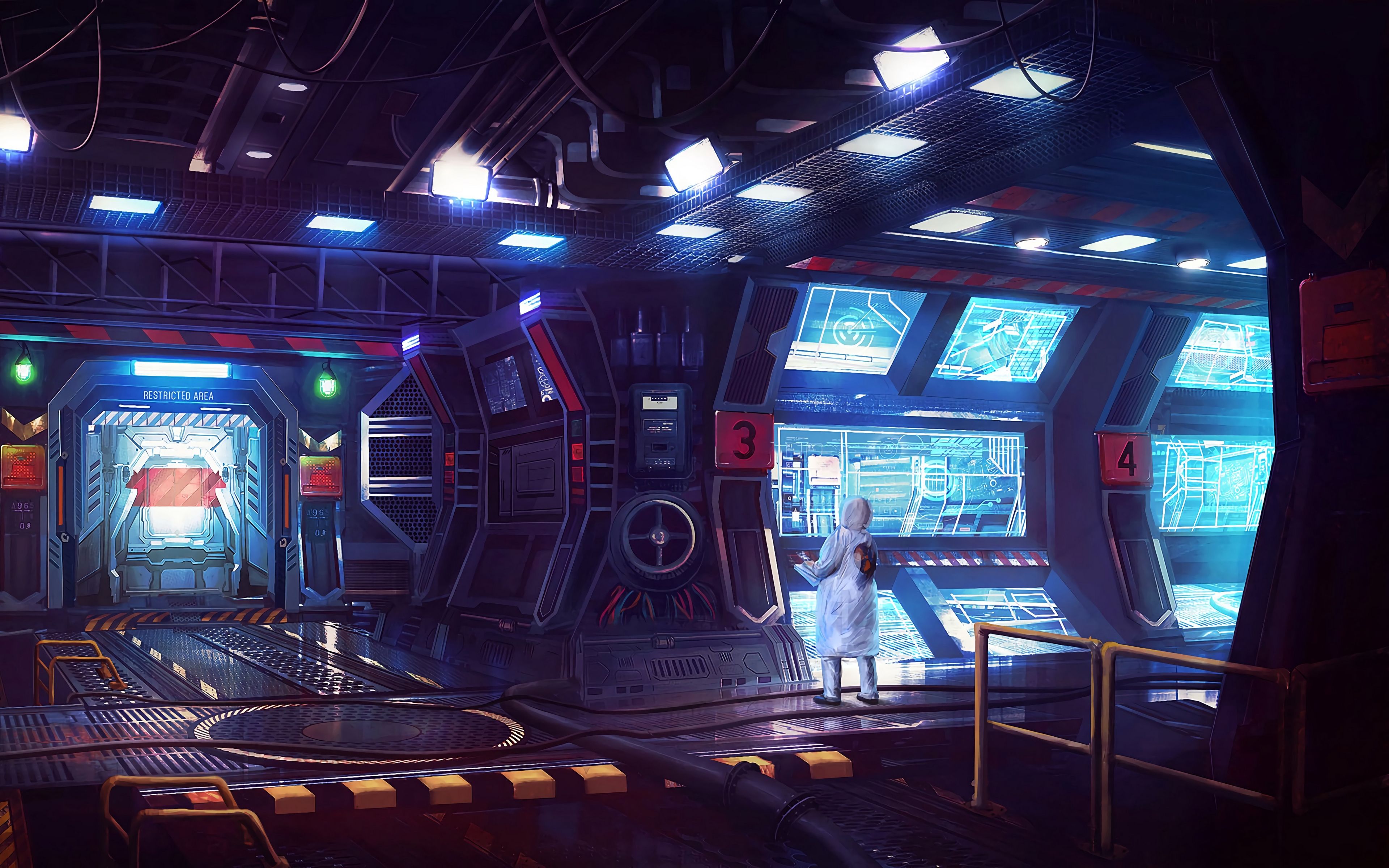 Laboratorio sci-fi con monitor, 3840x2400 4K Ultra HD, Smart TV 4K