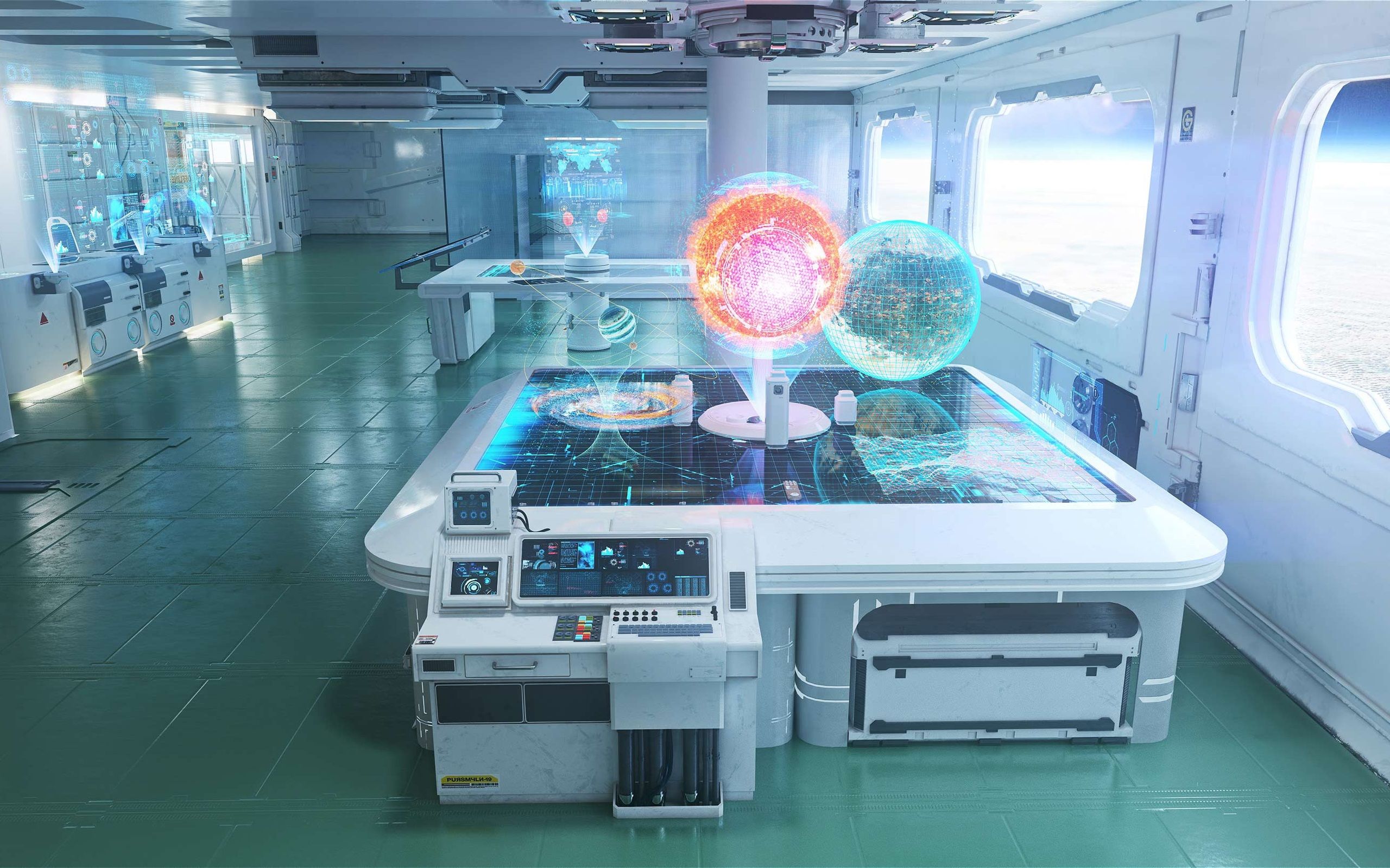 Laboratorio futuristico stazione spaziale, 2560x1600 2K, Desktop