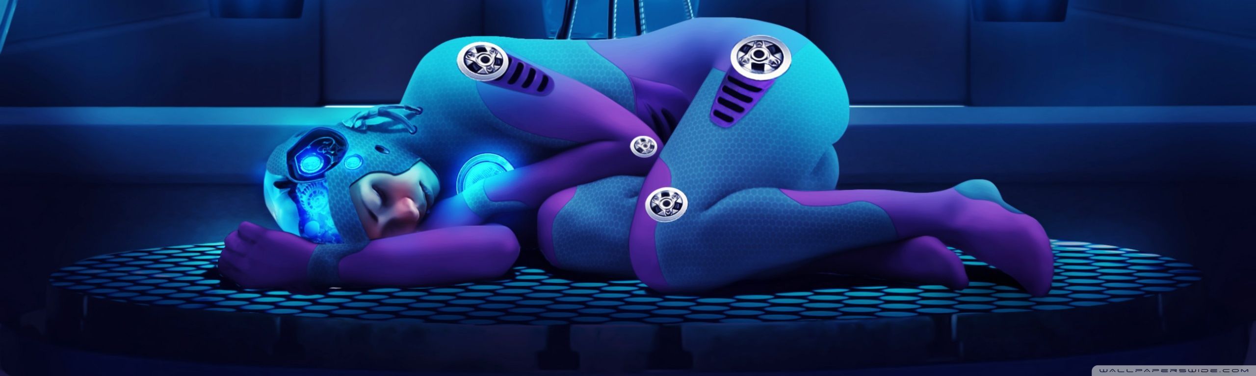 Robot umanoide blu addormentato, 2560x768 21:9, Monitor Gaming