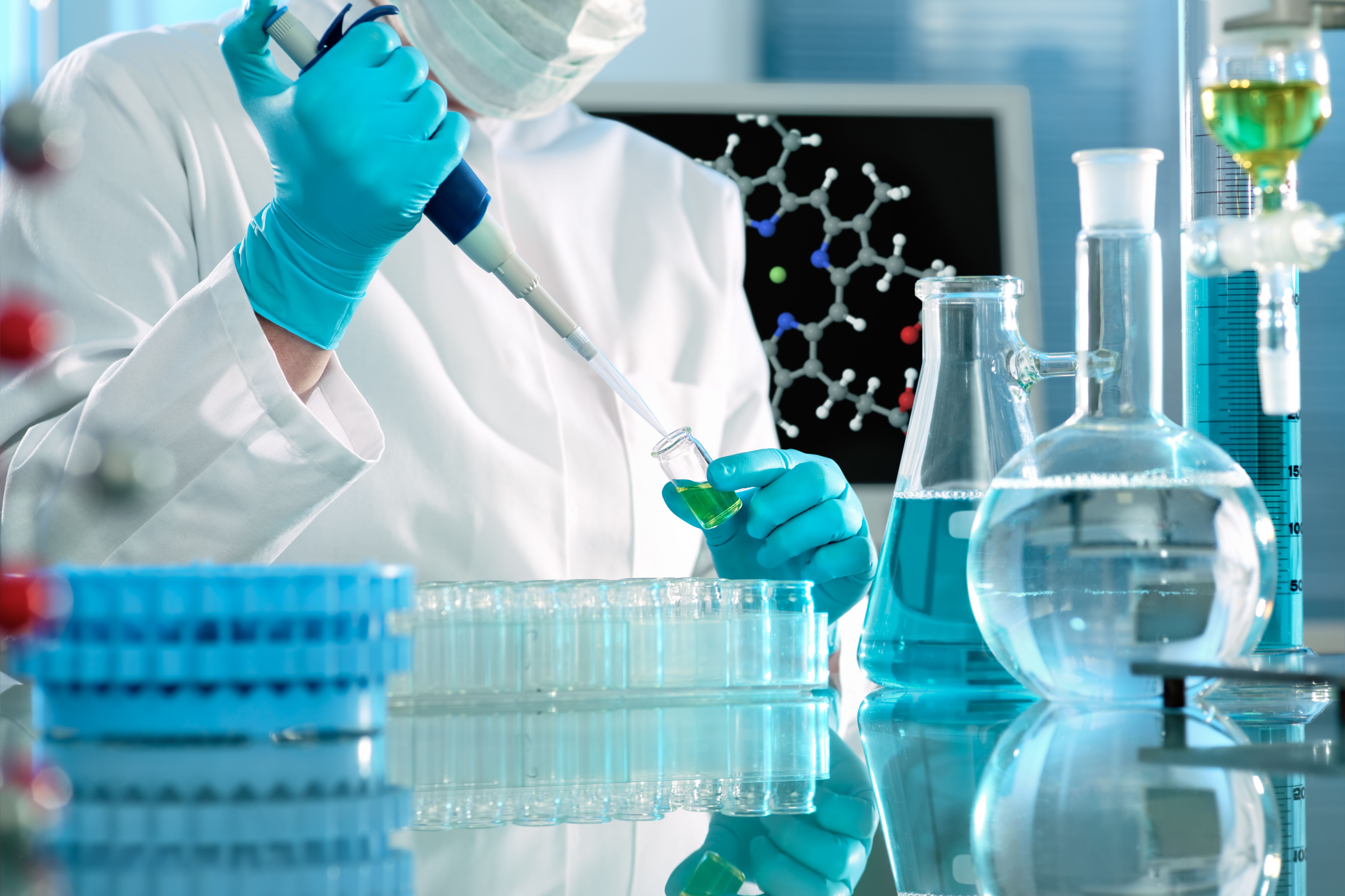 Scienziato laboratorio provette blu, 6048x4032 4K Ultra HD, Monitor 4K