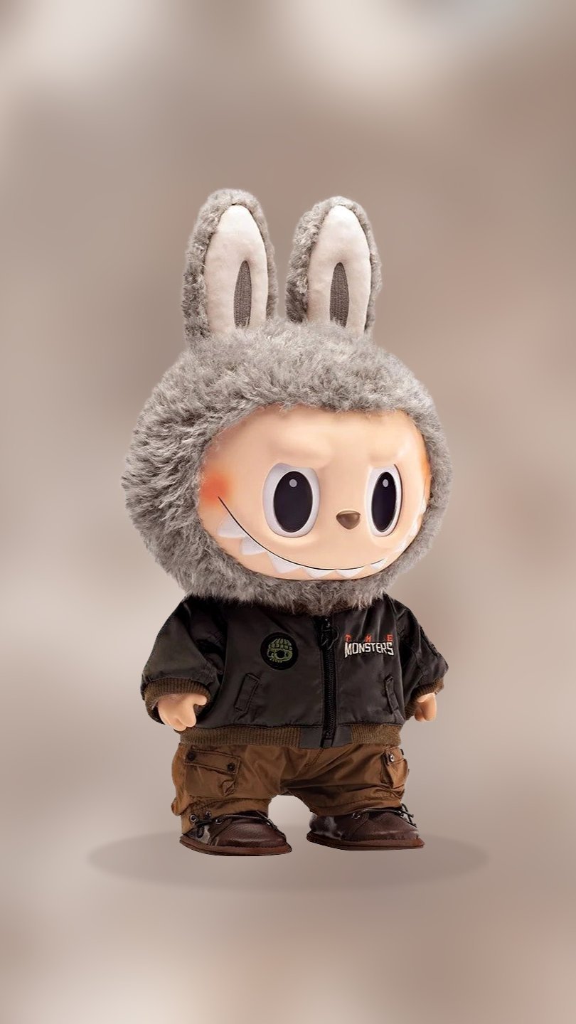 Labubu peluche coniglio grigio, 810x1440 Verticale, Telefono