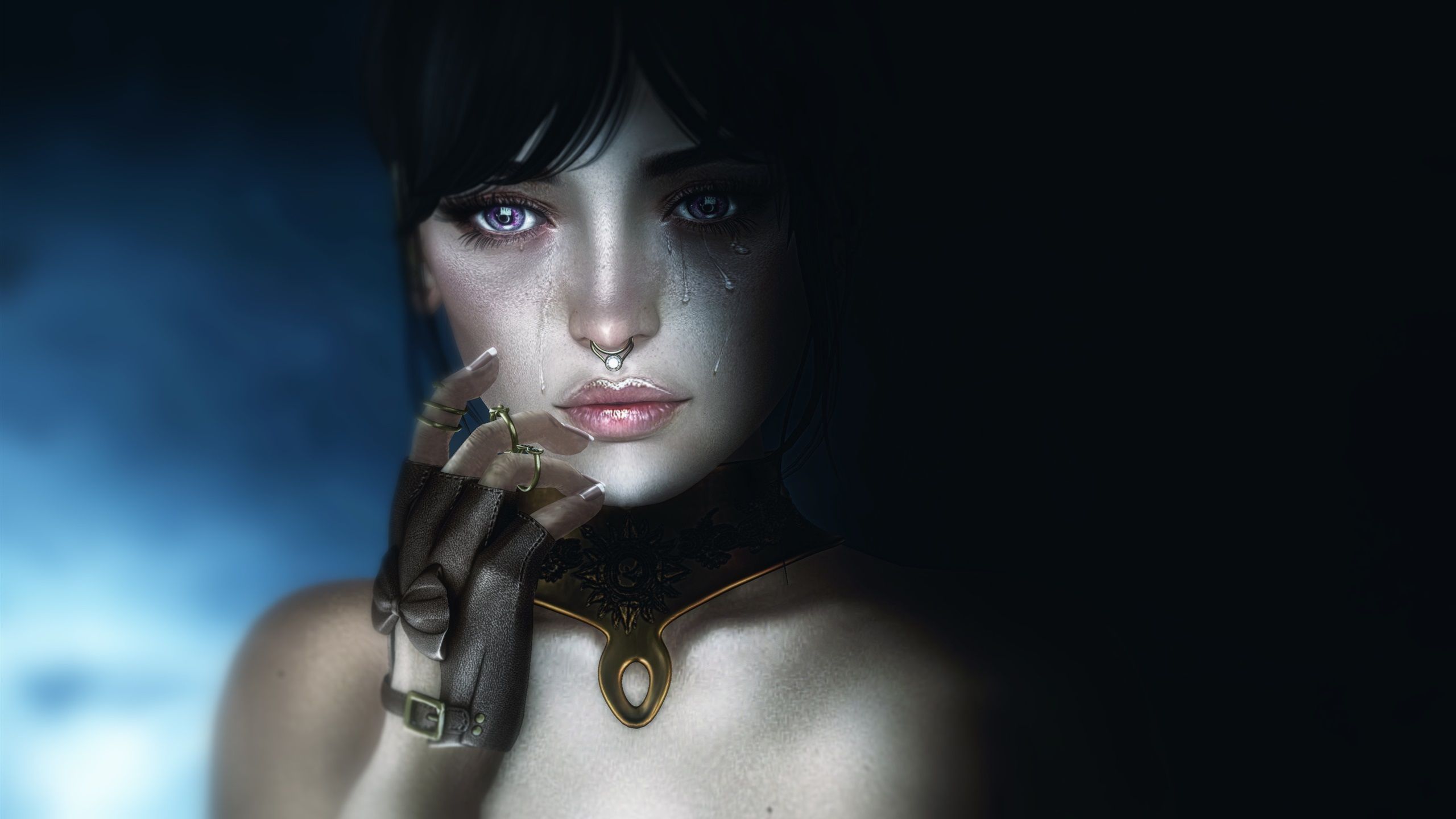 Occhio donna con lacrima, 1332x850 HD, Desktop