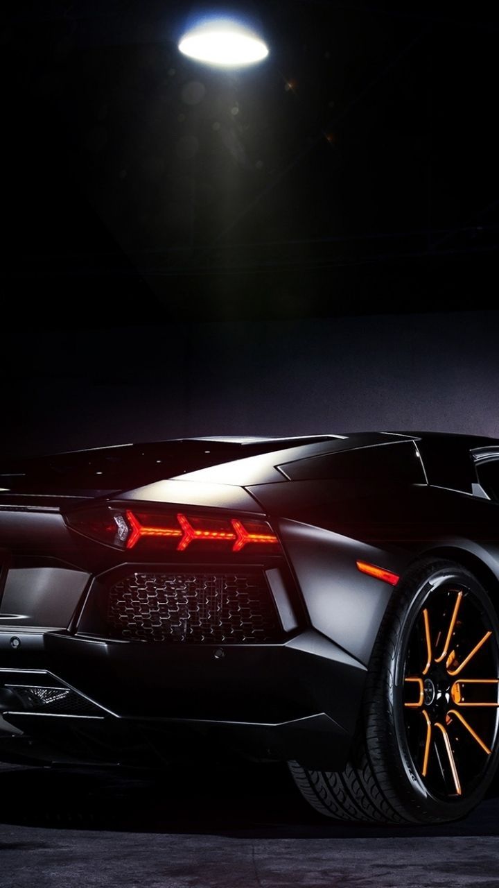 Lamborghini nera vista posteriore, supercar italiana, 720x1280 Verticale, Galaxy Ultra
