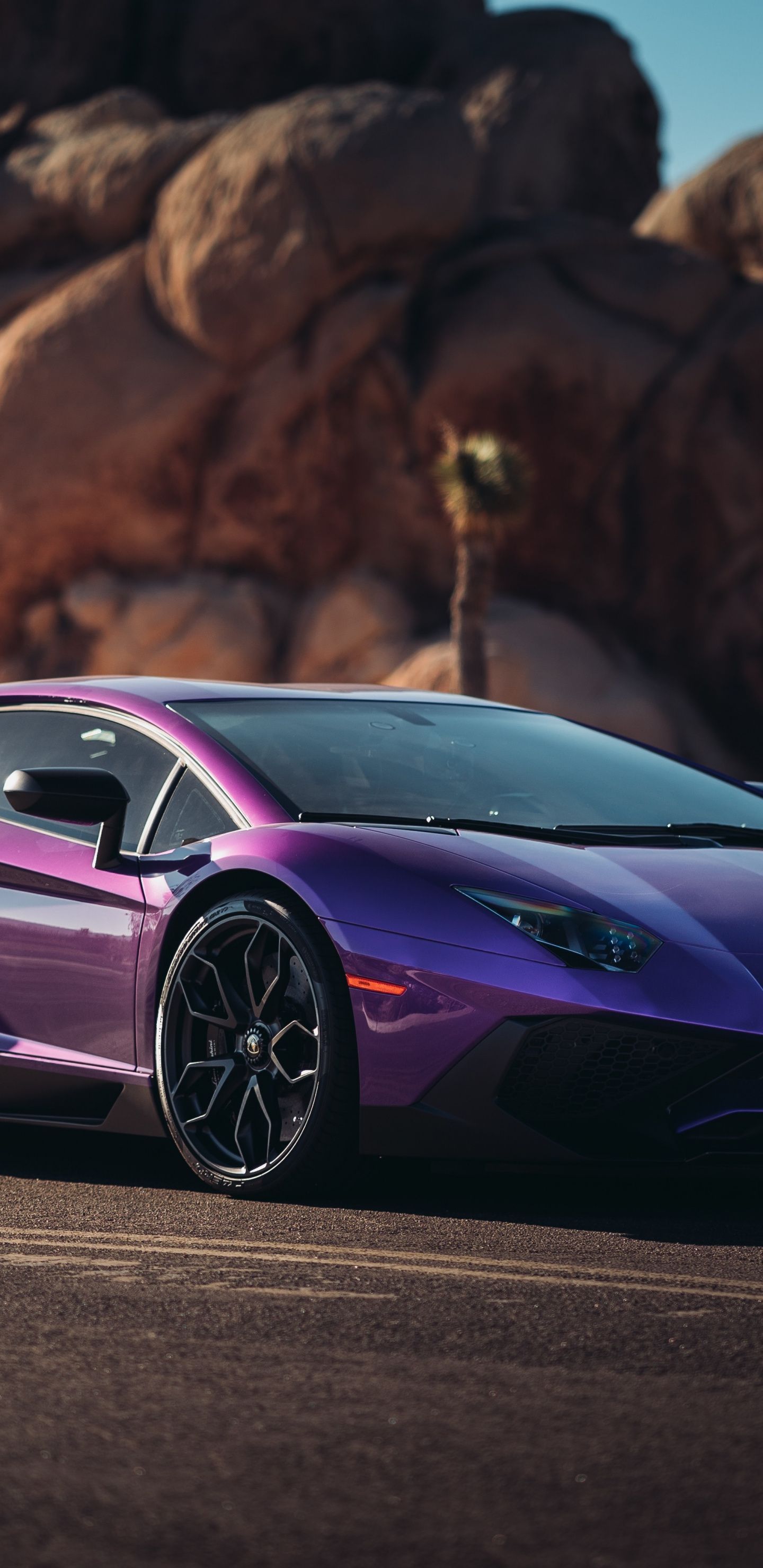 Lamborghini Aventador viola deserto, 1440x2960 Full HD Verticale, Galaxy S