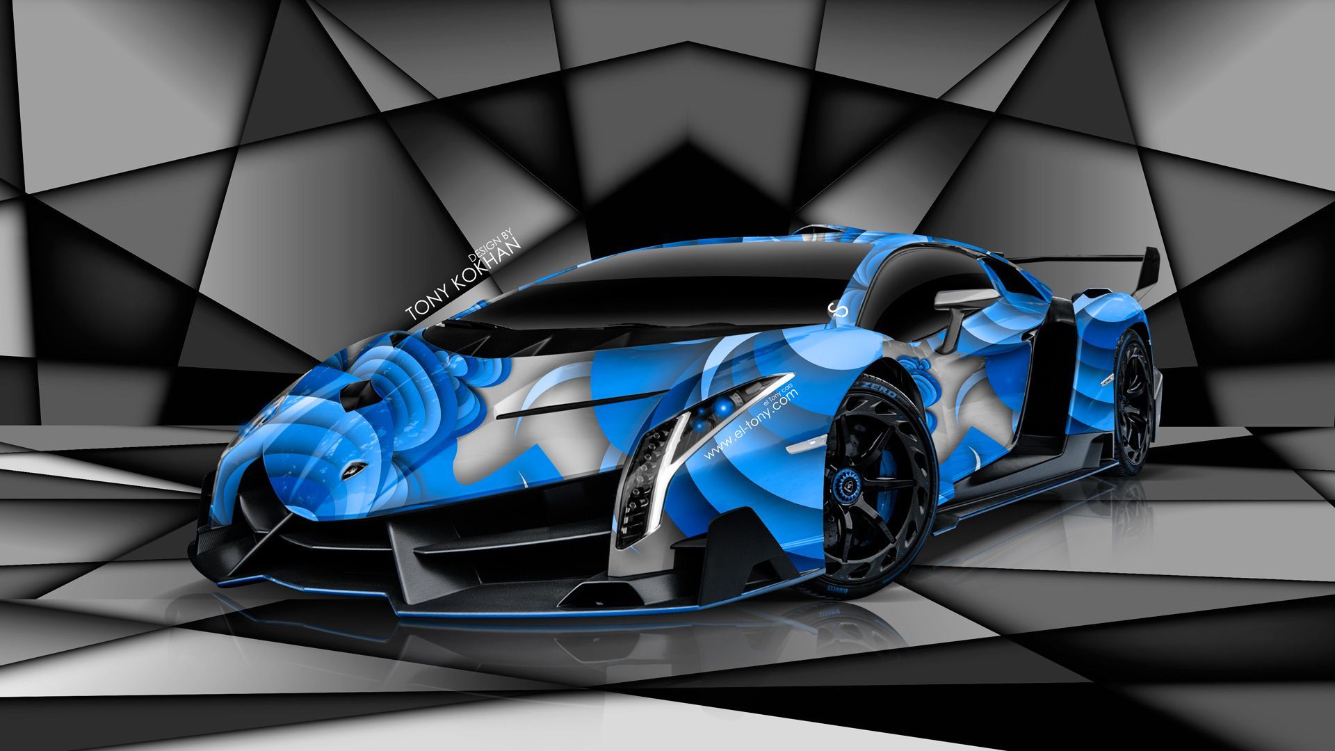 Lamborghini Gallardo effetto acqua blu, 1920x1080 Full HD, PC Desktop