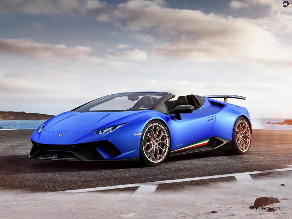 Lamborghini blu al mare, 1024x768 HD, Desktop