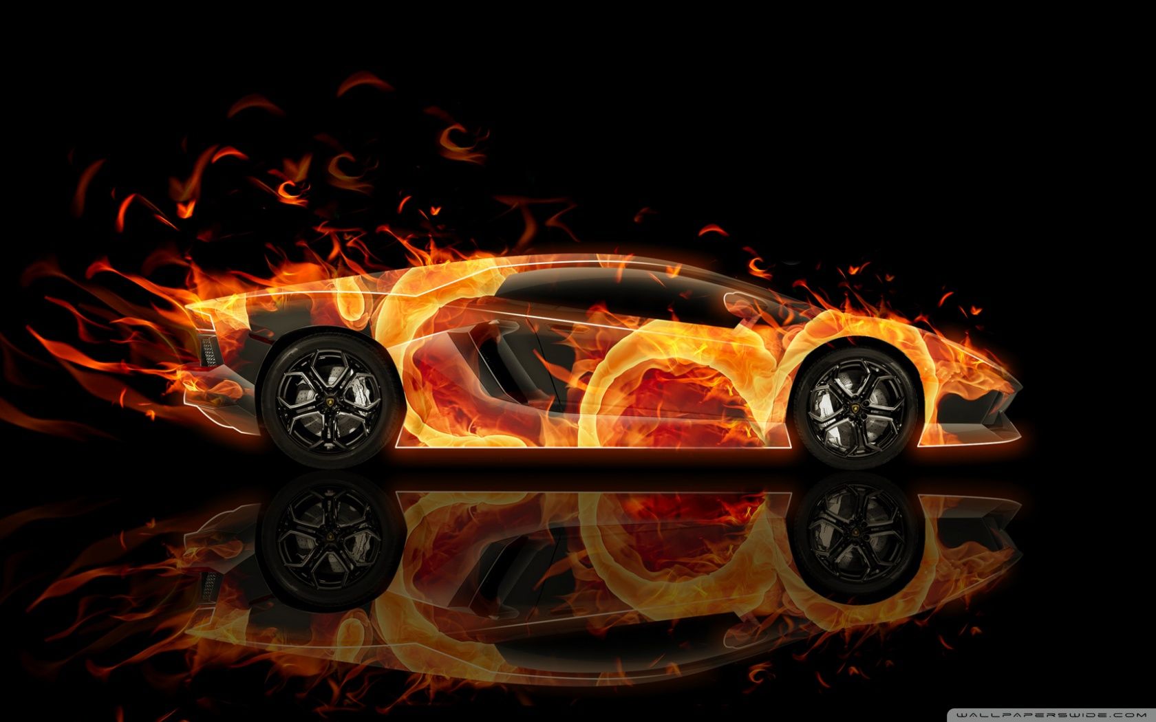 Lamborghini in fiamme, nero, supercar italiana, 1680x1050 HD Ready, Desktop
