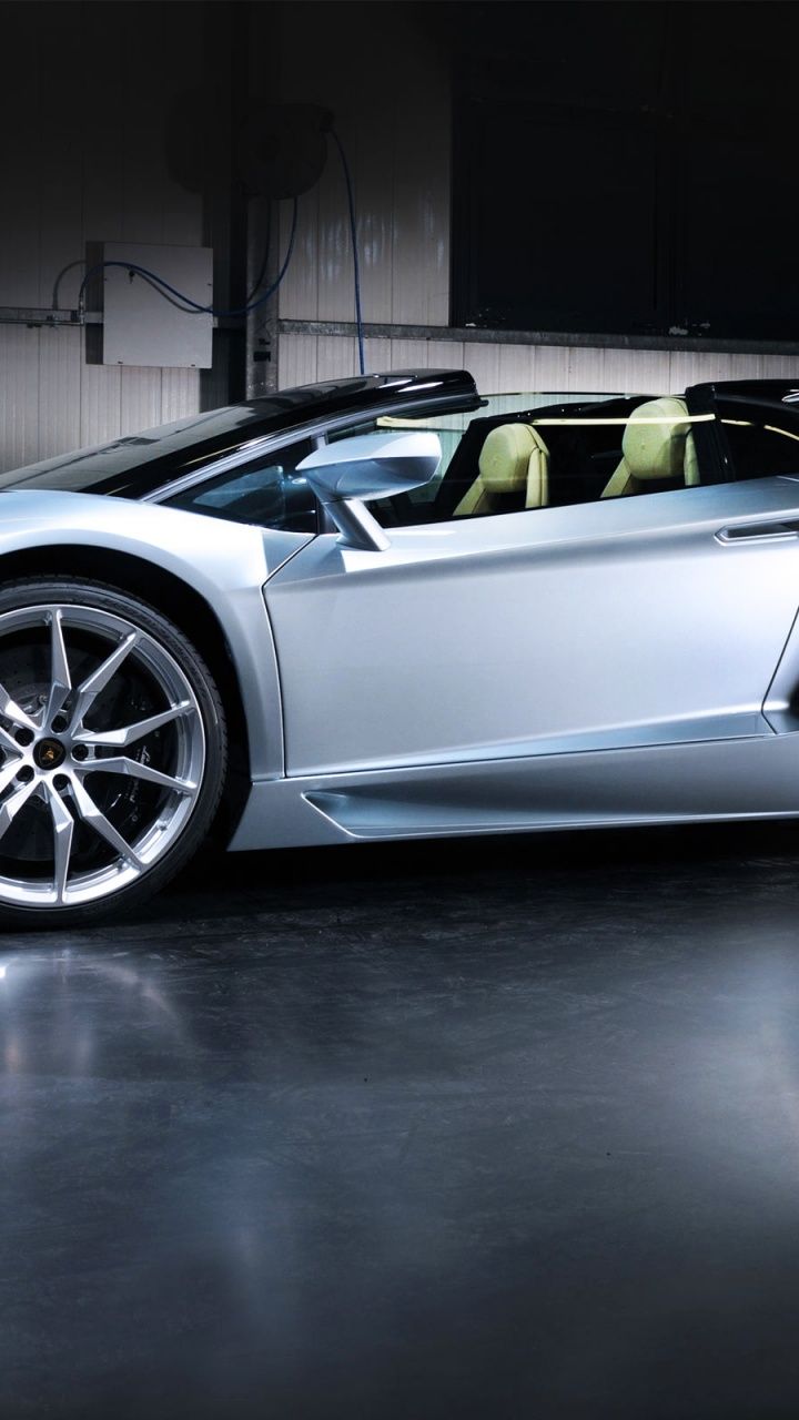 Lamborghini Aventador Roadster argento, 720x1280 Full HD Verticale, Galaxy S