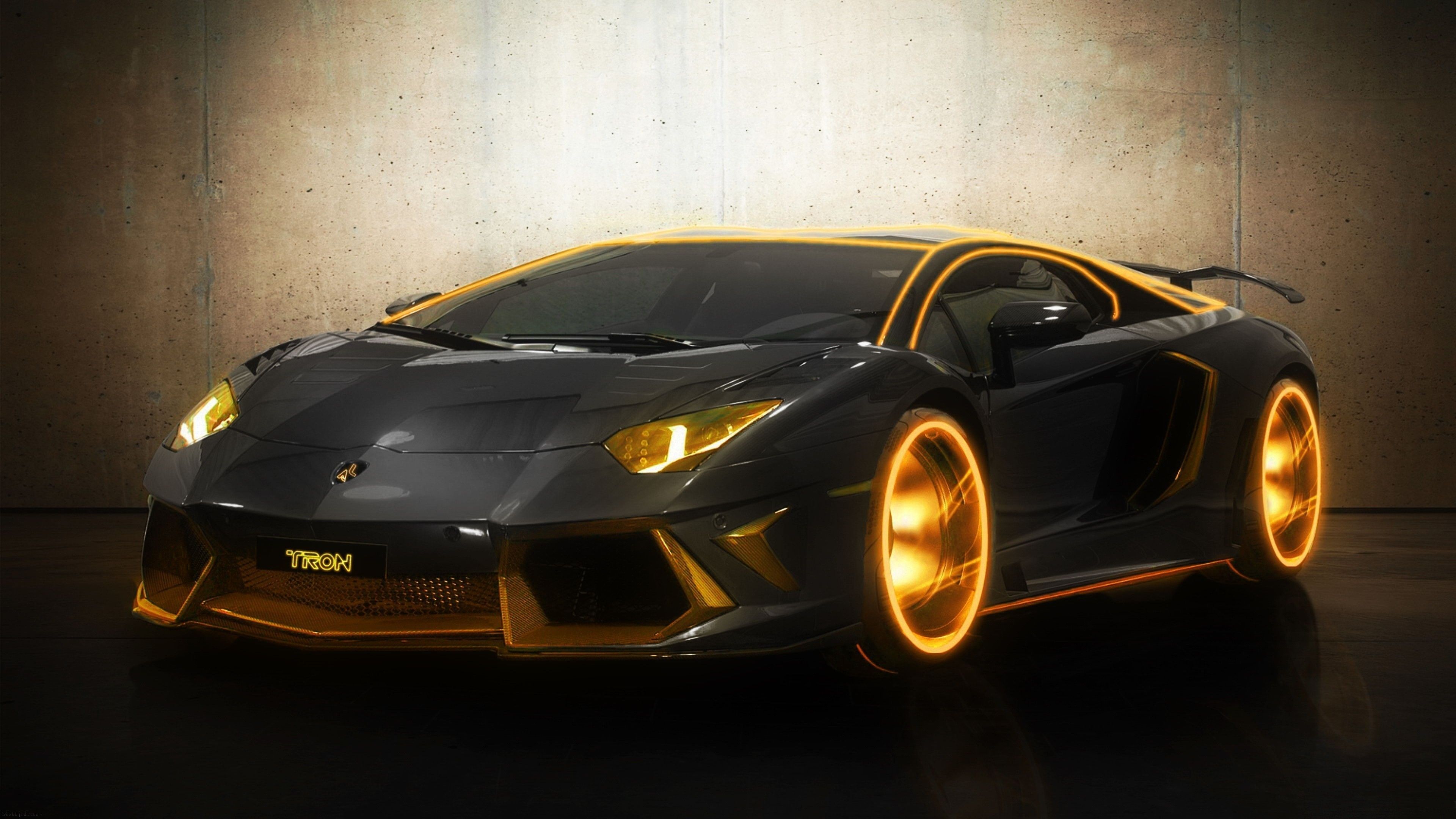 Lamborghini Aventador nera dettagli oro, 3840x2160 Ultra HD, 4K TV
