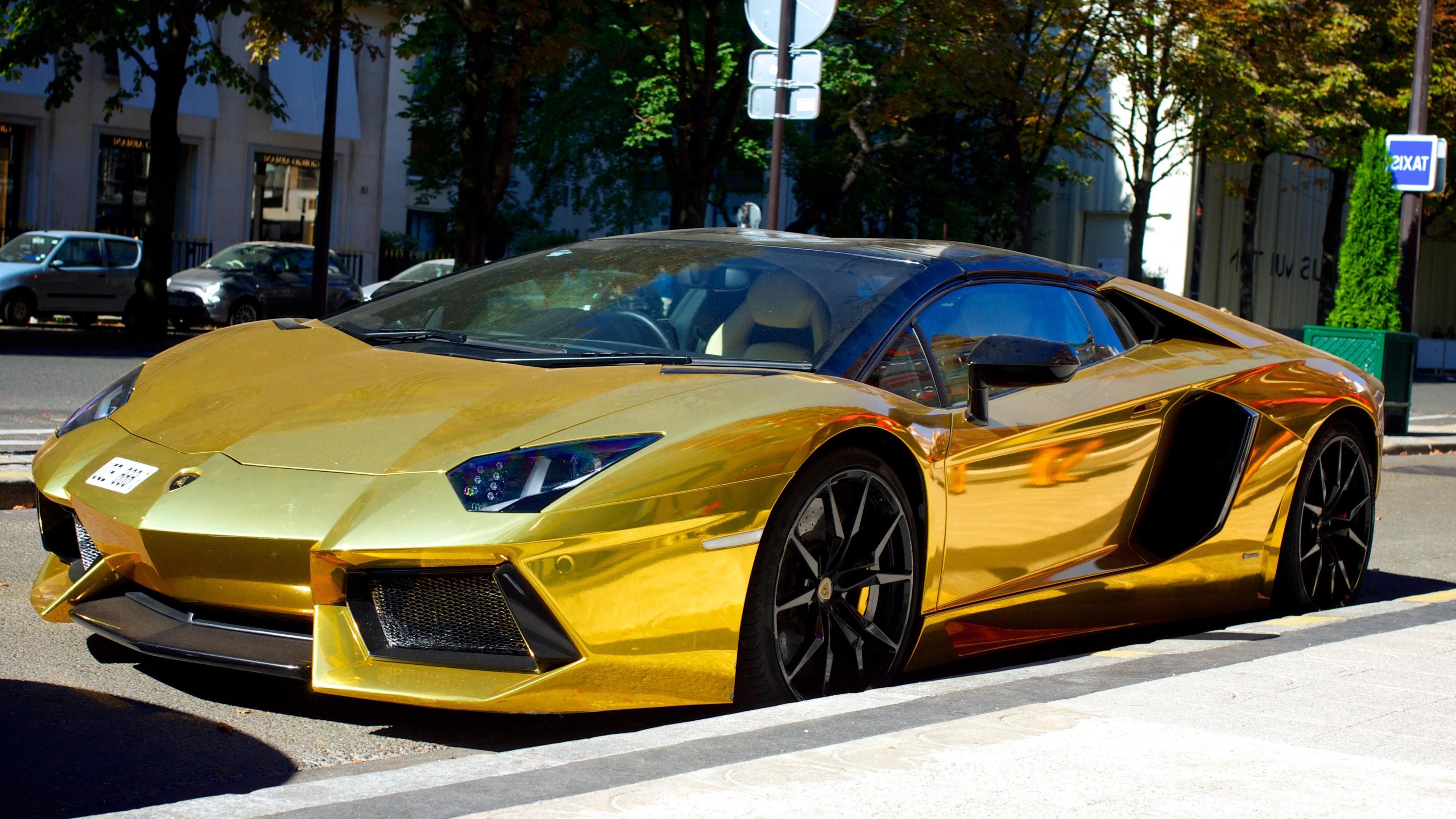 Lamborghini oro cromata, 3840x2160 4K Ultra HD, Monitor 4K