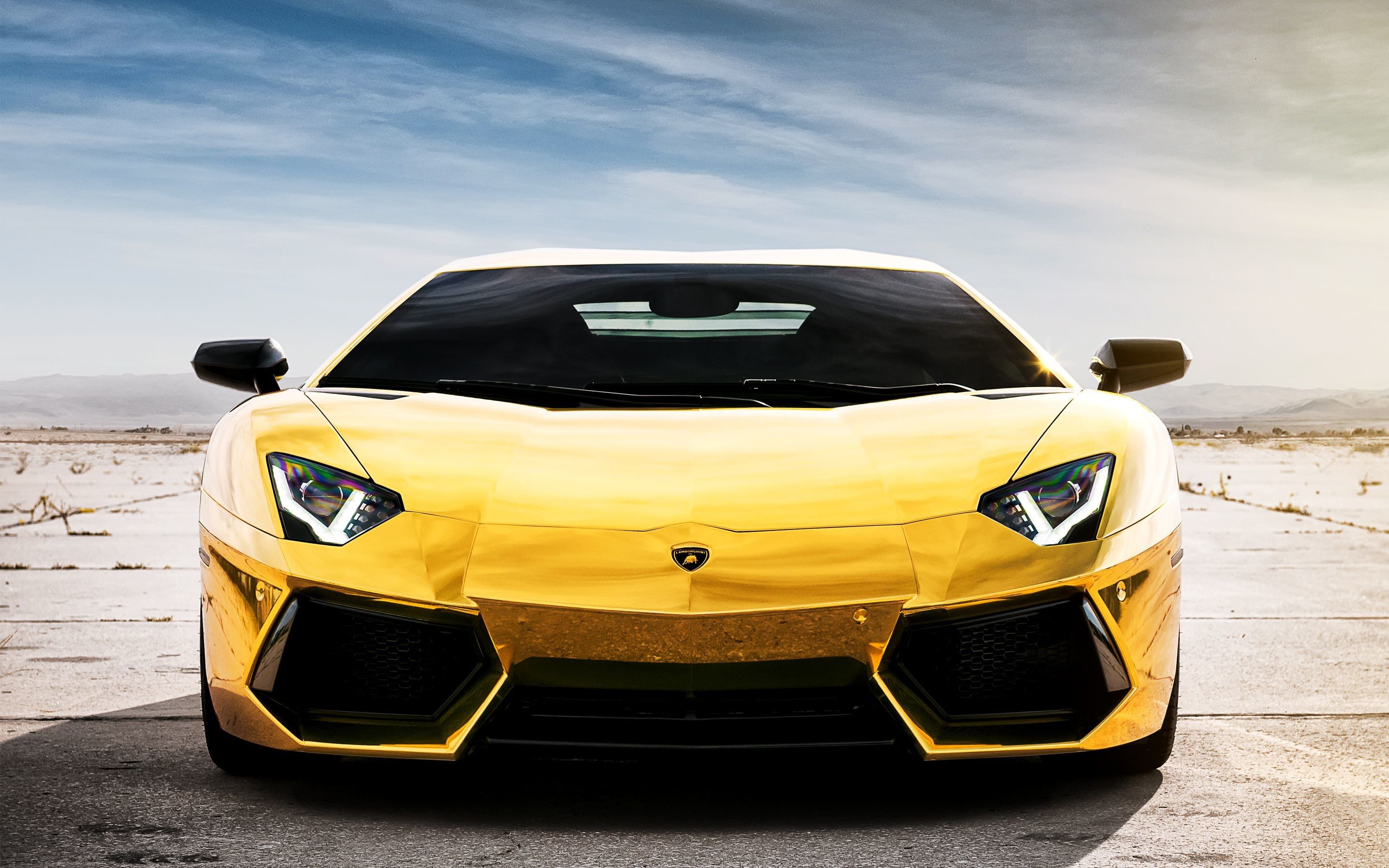 Lamborghini Aventador gialla cromata deserto, 2880x1800 2K+, PC
